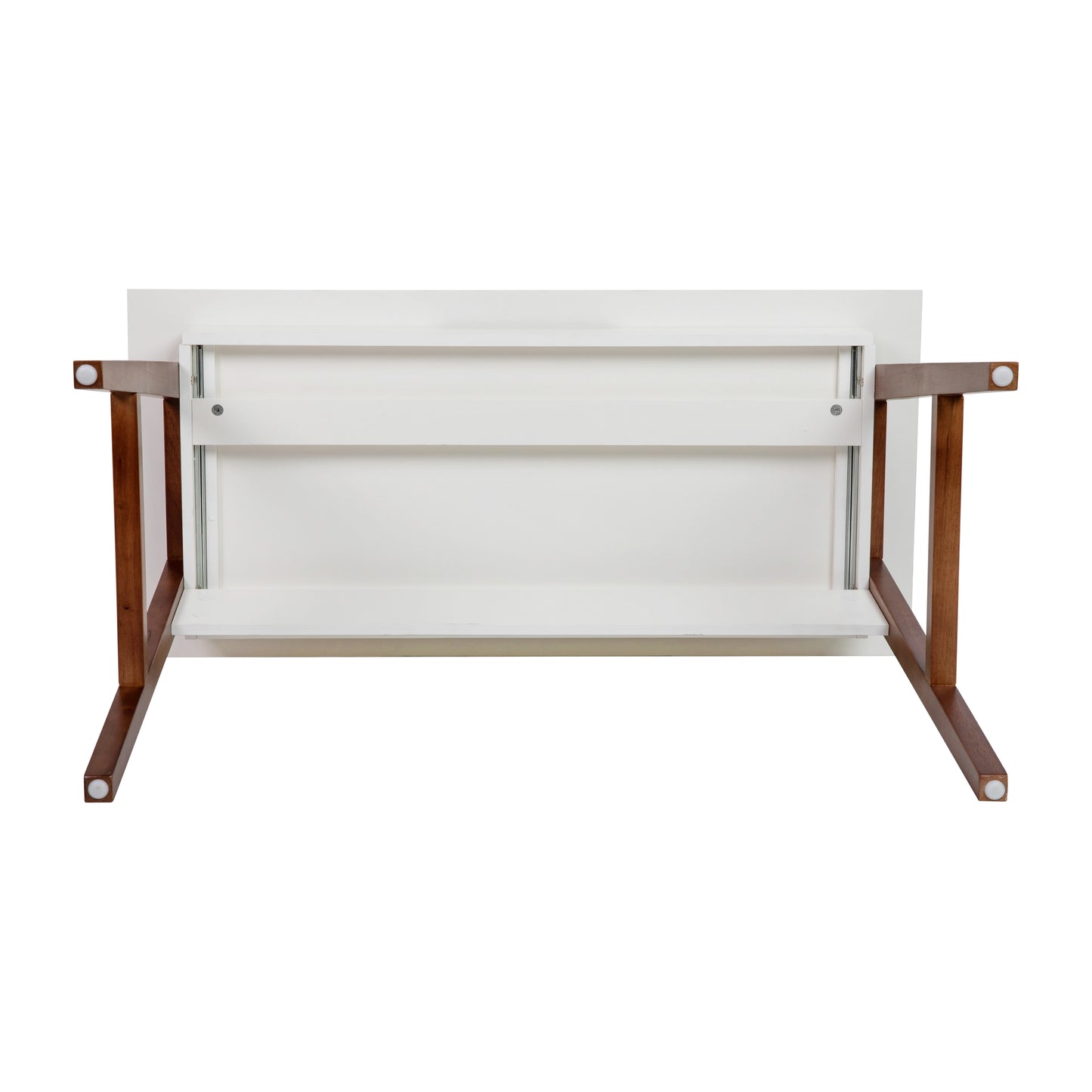 Darla Home Office Writing Computer Desk with Drawer - Table Desk for Writing and Work, White/Walnut White Top/Walnut Frame