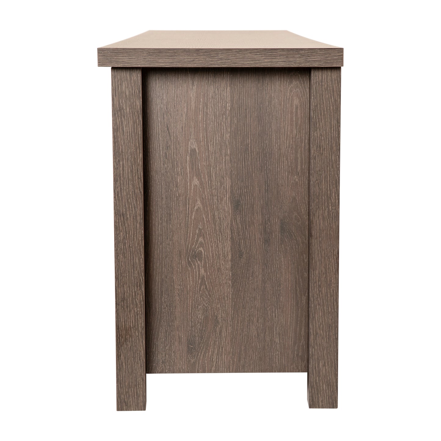 Sheffield Classic TV Stand up to 80" TVs - Modern Black Wash Finish with Full Glass Doors - 65" Engineered Wood Frame - 3 Shelves Black Wash
