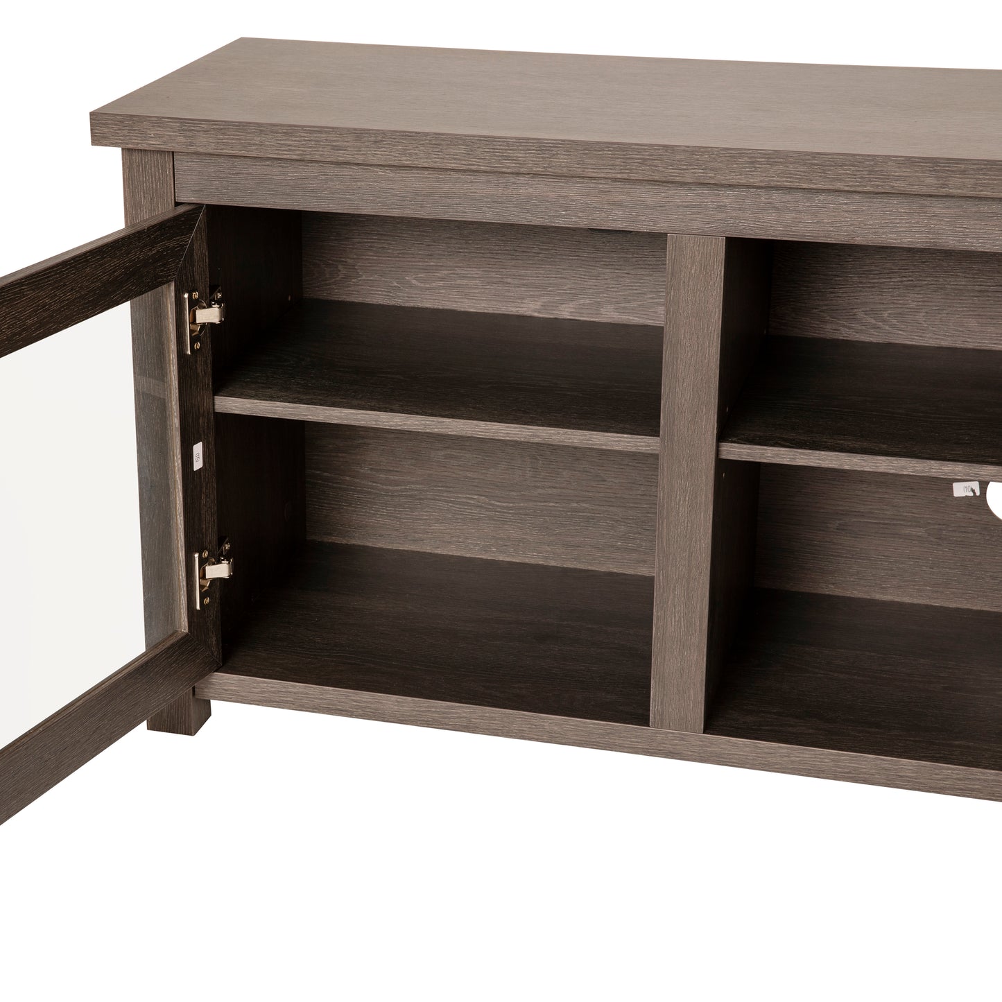 Sheffield Classic TV Stand up to 80" TVs - Modern Black Wash Finish with Full Glass Doors - 65" Engineered Wood Frame - 3 Shelves Black Wash