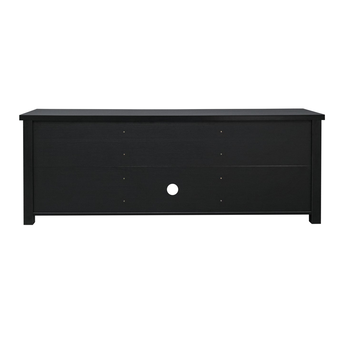 Sheffield Classic TV Stand for up to 80" TVs - Modern Black Finish with Full Glass Doors - 65" Engineered Wood Frame - 3 Shelves Black