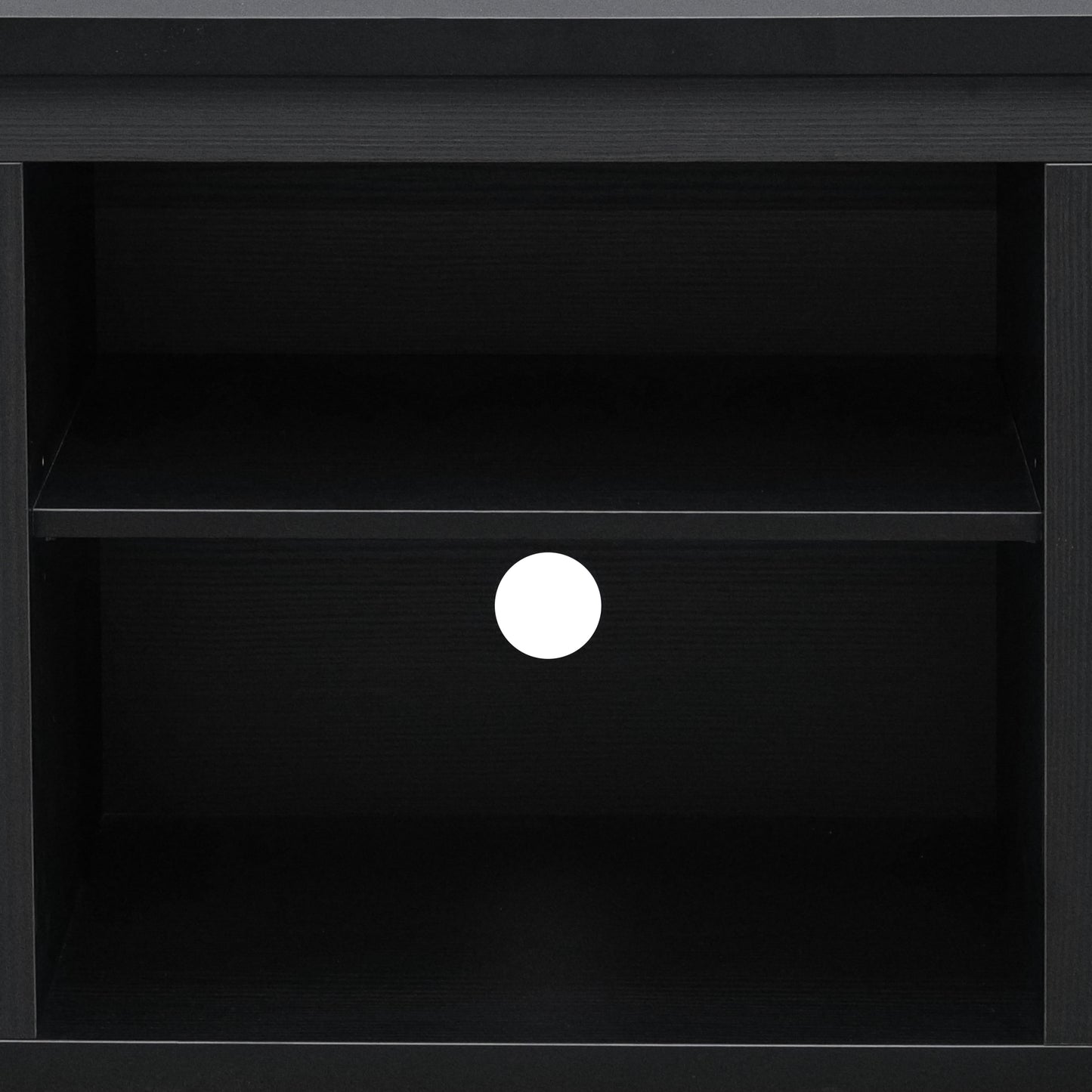 Sheffield Classic TV Stand for up to 80" TVs - Modern Black Finish with Full Glass Doors - 65" Engineered Wood Frame - 3 Shelves Black