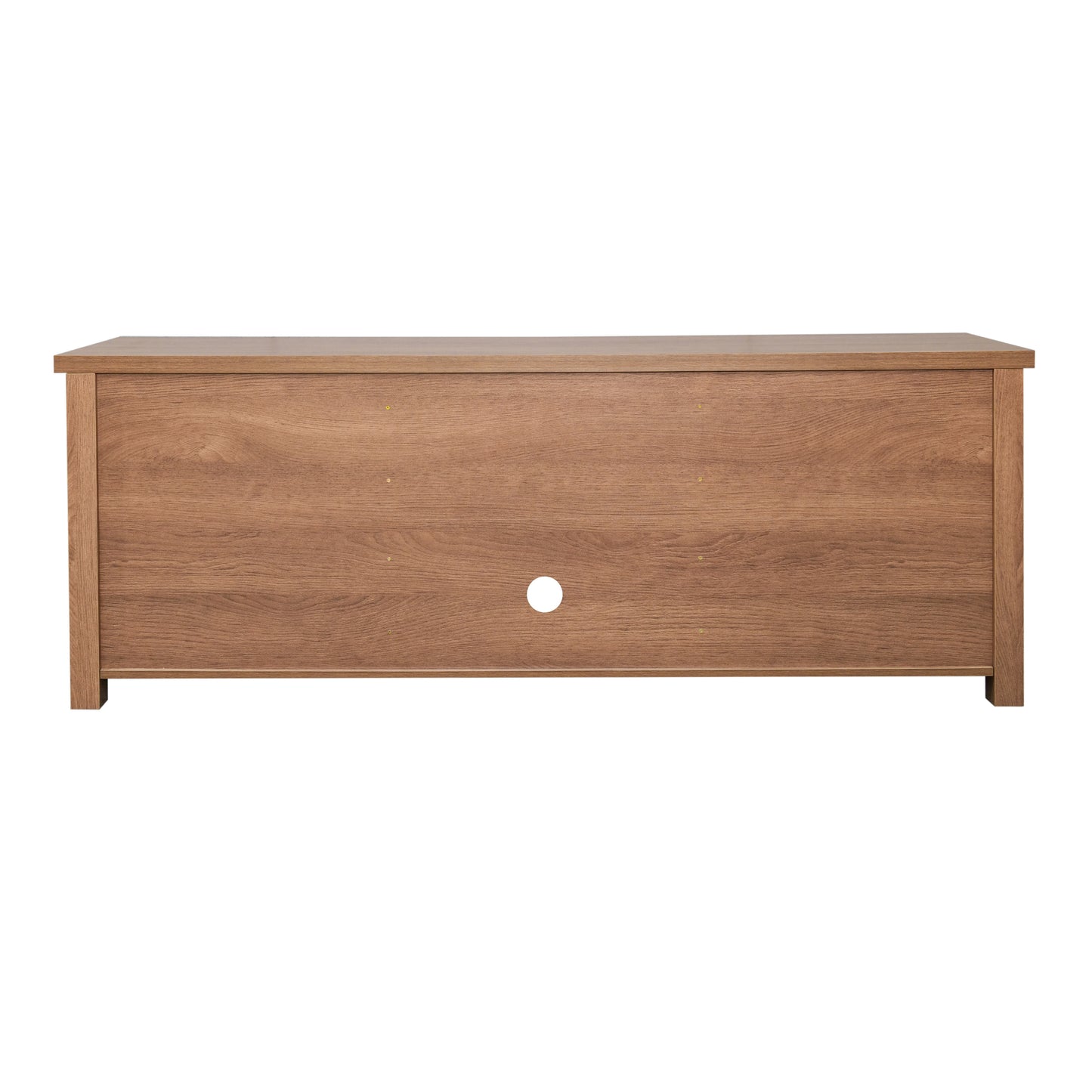 Sheffield Classic TV Stand for up to 80" TVs - Modern Walnut Finish with Full Glass Doors - 65" Engineered Wood Frame - 3 Shelves Walnut