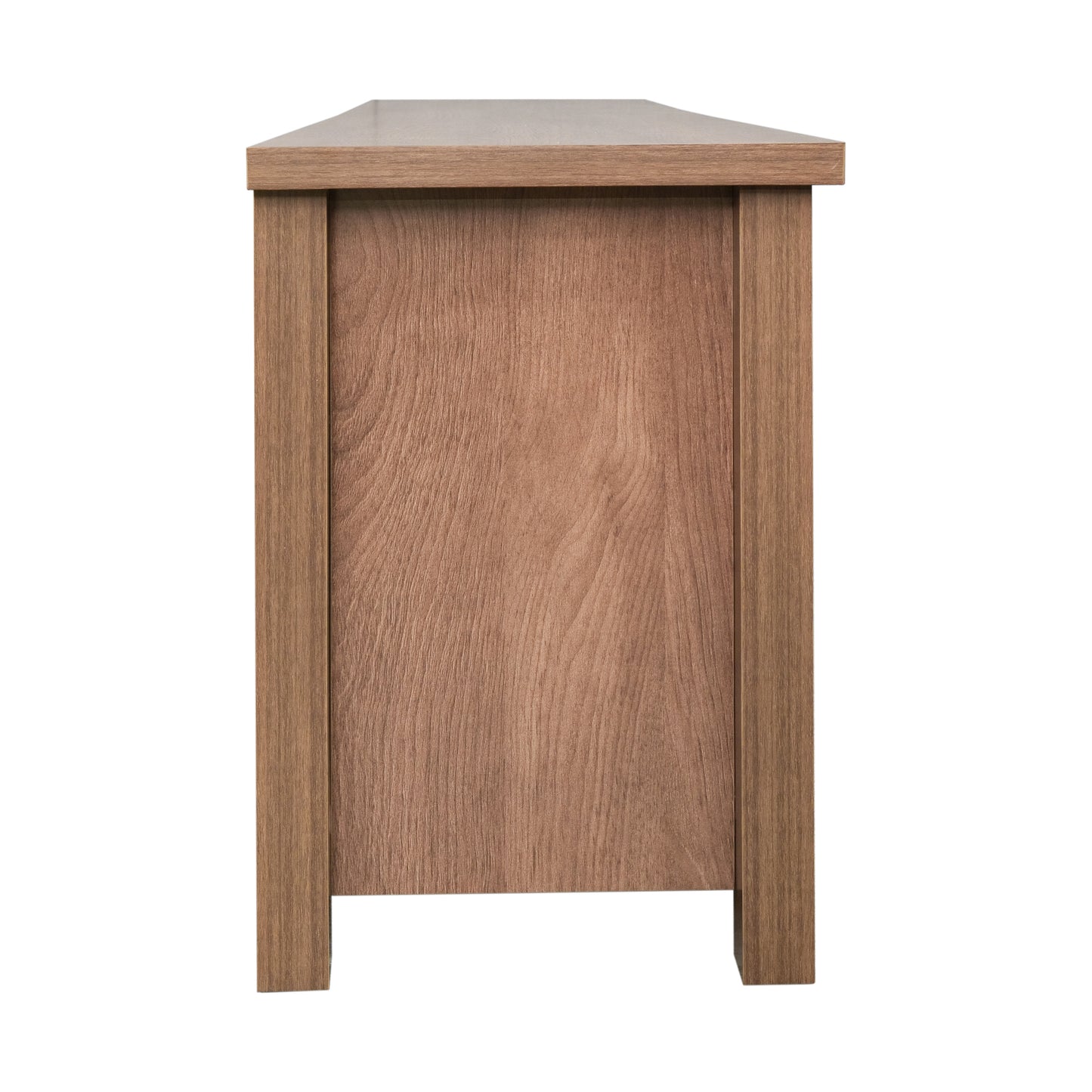 Sheffield Classic TV Stand for up to 80" TVs - Modern Walnut Finish with Full Glass Doors - 65" Engineered Wood Frame - 3 Shelves Walnut