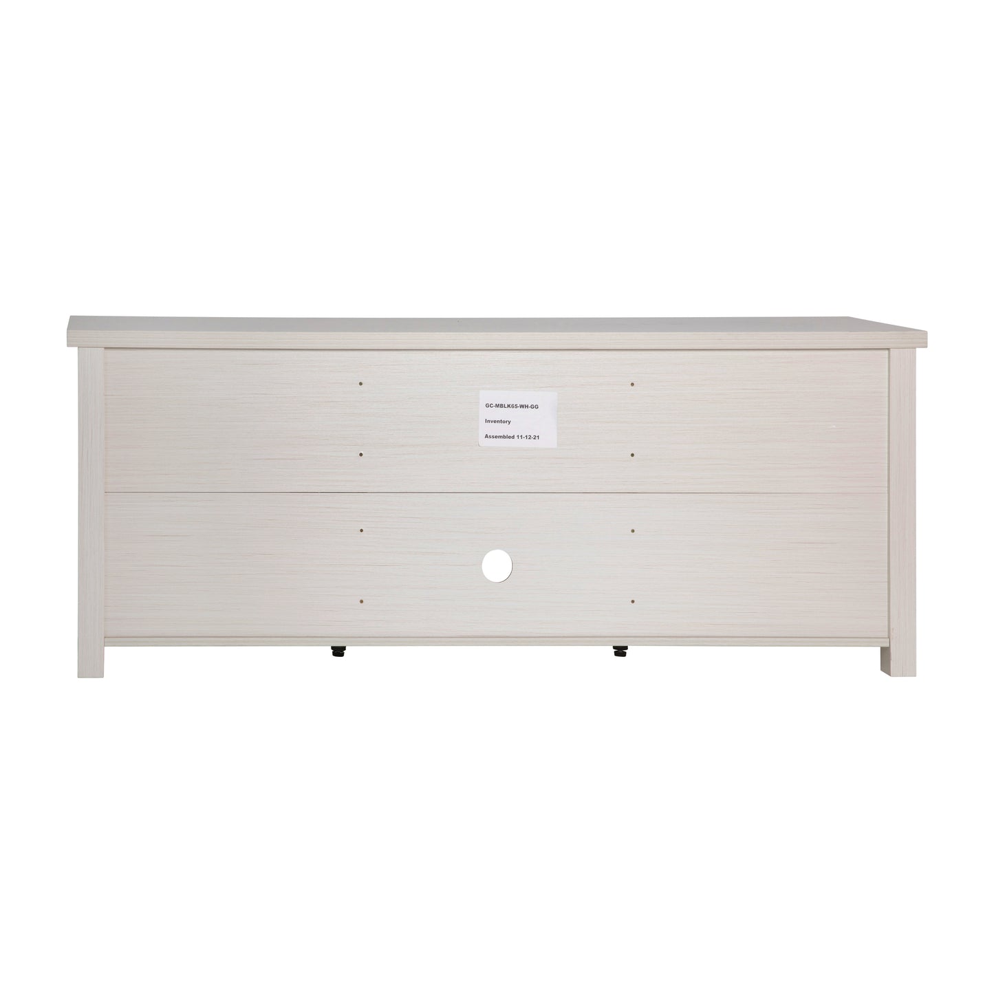 Sheffield Classic TV Stand up to 80" TVs - Modern White Wash Finish with Full Glass Doors - 65" Engineered Wood Frame - 3 Shelves White Wash