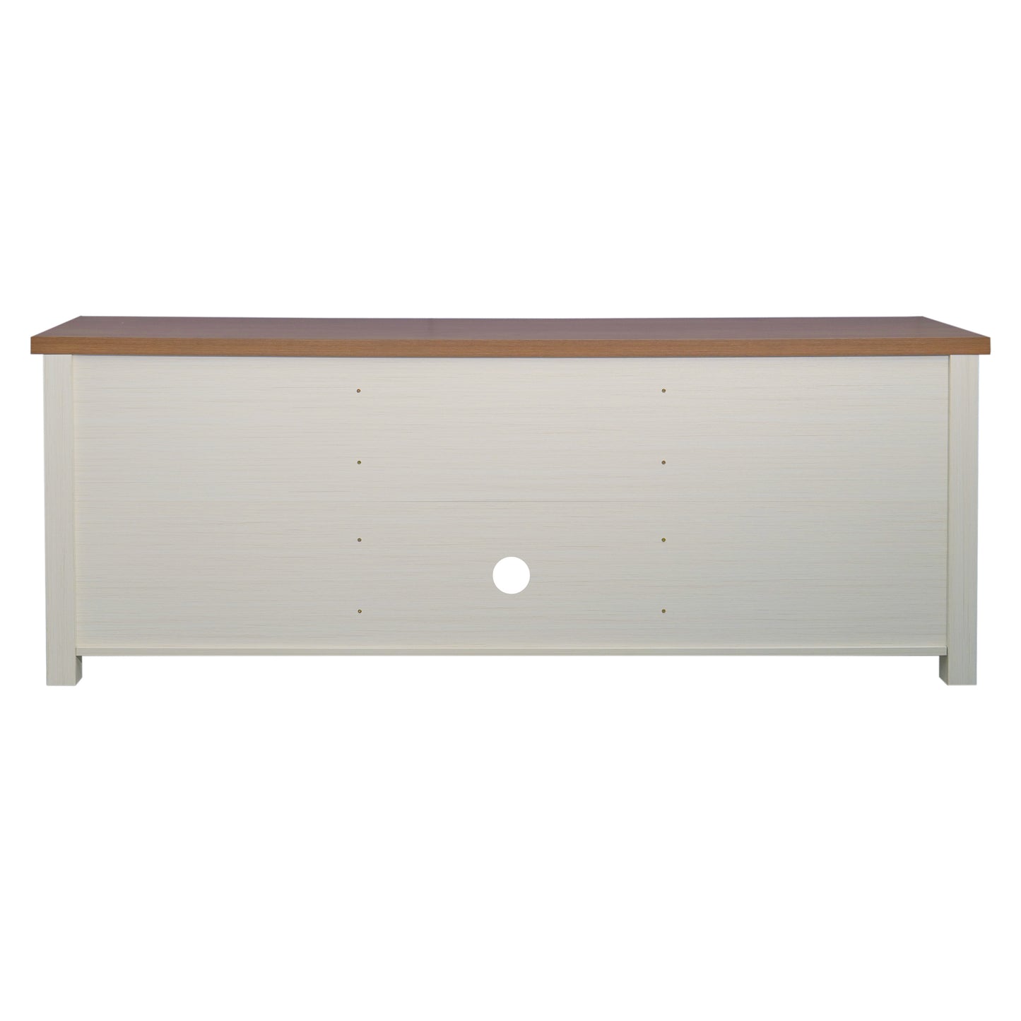 Kilead Farmhouse TV Stand for up to 80" TVs - 65" Engineered Wood Framed Media Console with Open Storage in Modern White Finish with Walnut Top Walnut Top/White Frame