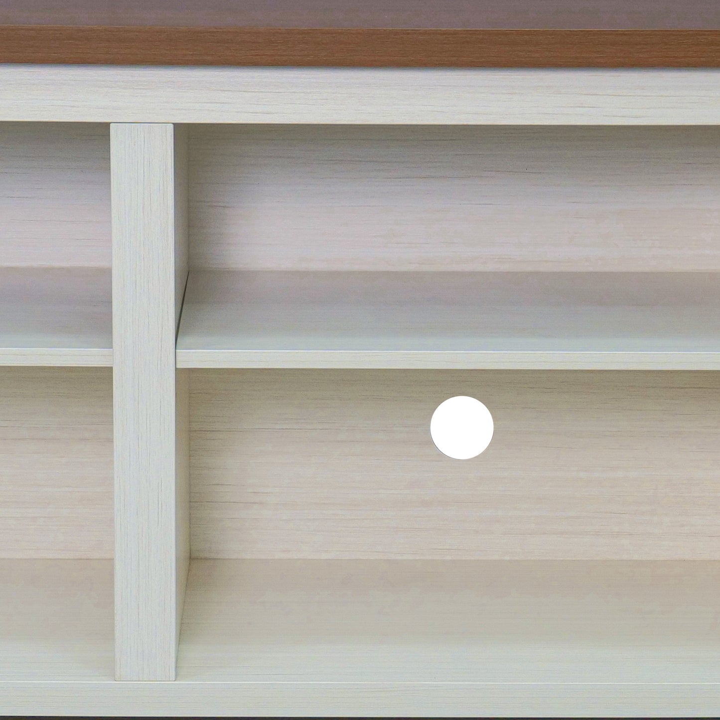 Kilead Farmhouse TV Stand for up to 80" TVs - 65" Engineered Wood Framed Media Console with Open Storage in Modern White Finish with Walnut Top Walnut Top/White Frame