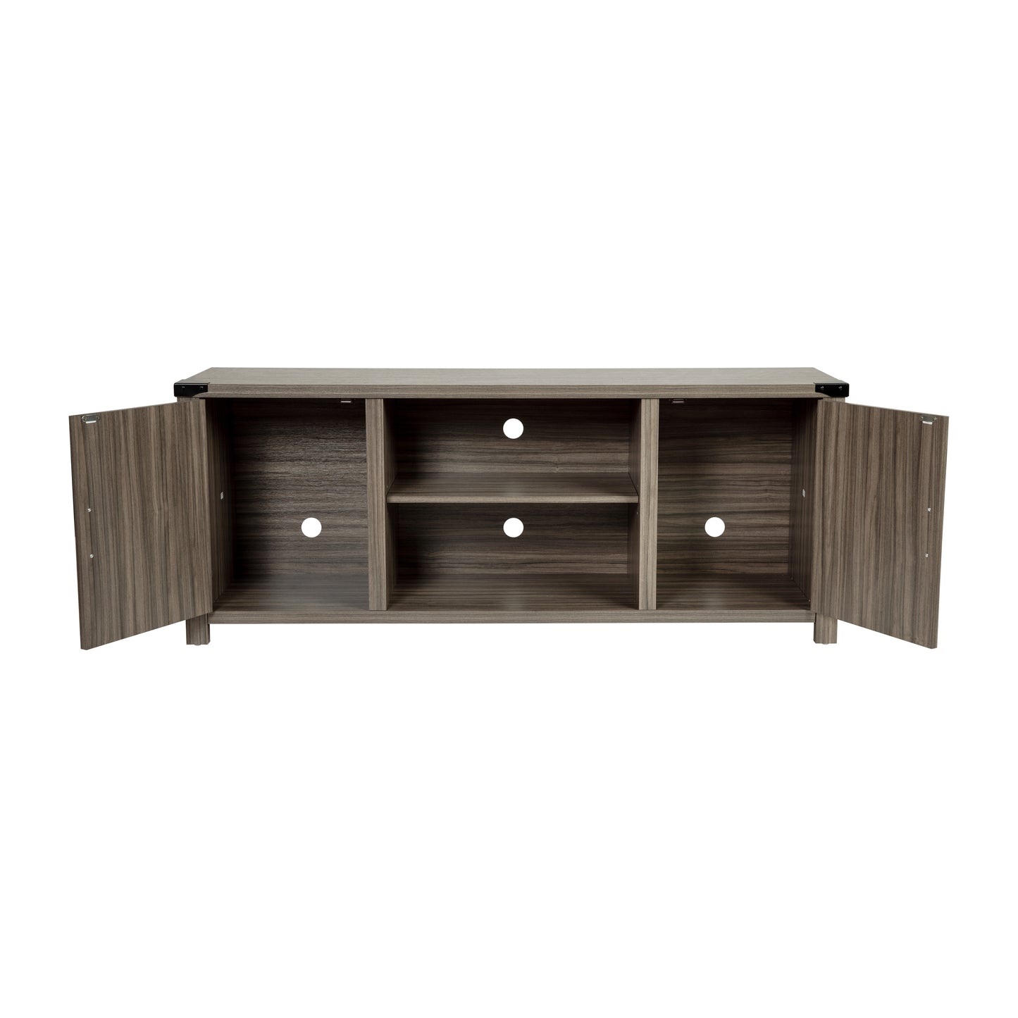 Charlotte Modern Farmhouse Barn Door TV Stand-Gray Wash Oak for TV's up to 65 Inches-59" Entertainment Center with Adjustable Shelf Gray