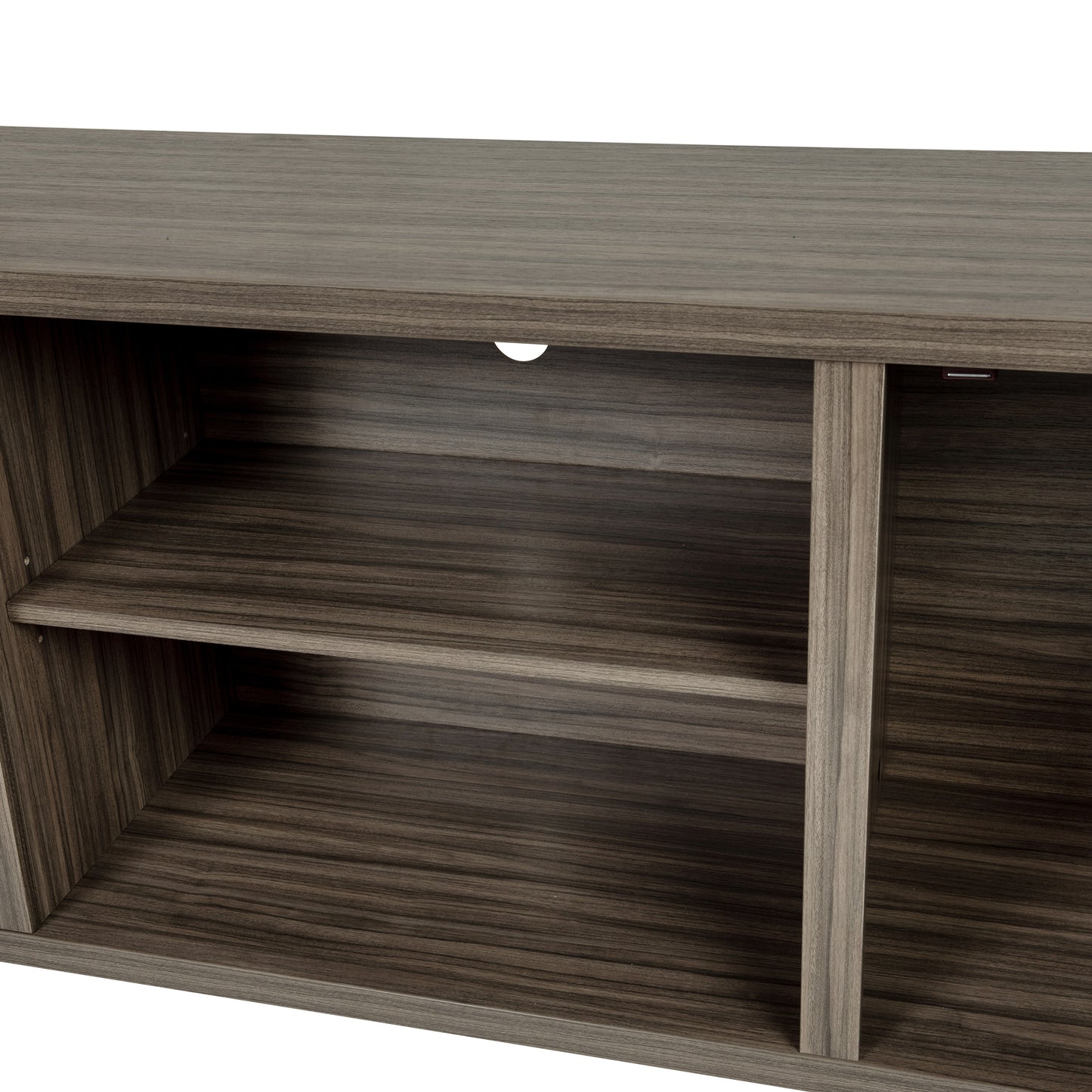 Charlotte Modern Farmhouse Barn Door TV Stand-Gray Wash Oak for TV's up to 65 Inches-59" Entertainment Center with Adjustable Shelf Gray