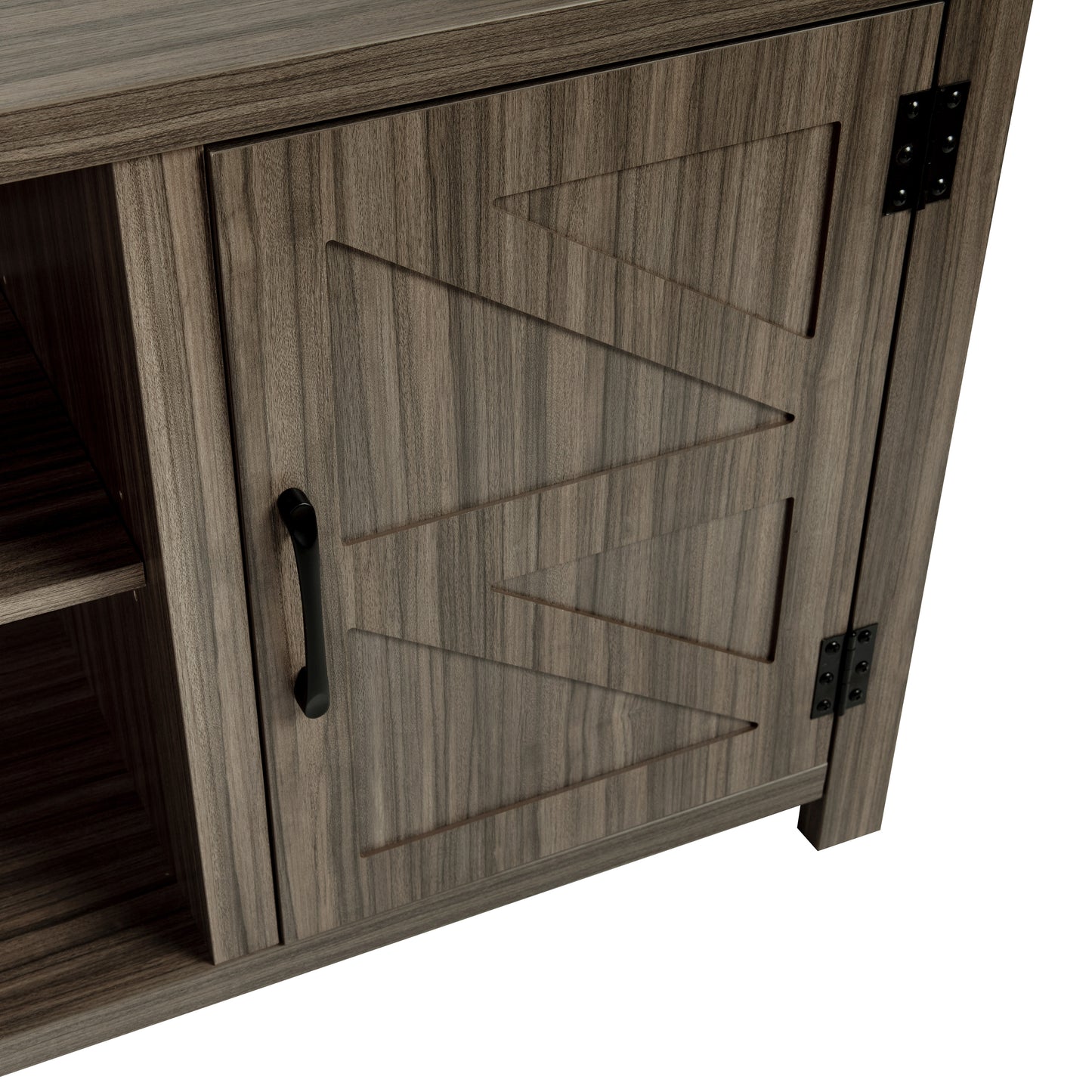 Charlotte Modern Farmhouse Barn Door TV Stand-Gray Wash Oak for TV's up to 65 Inches-59" Entertainment Center with Adjustable Shelf Gray