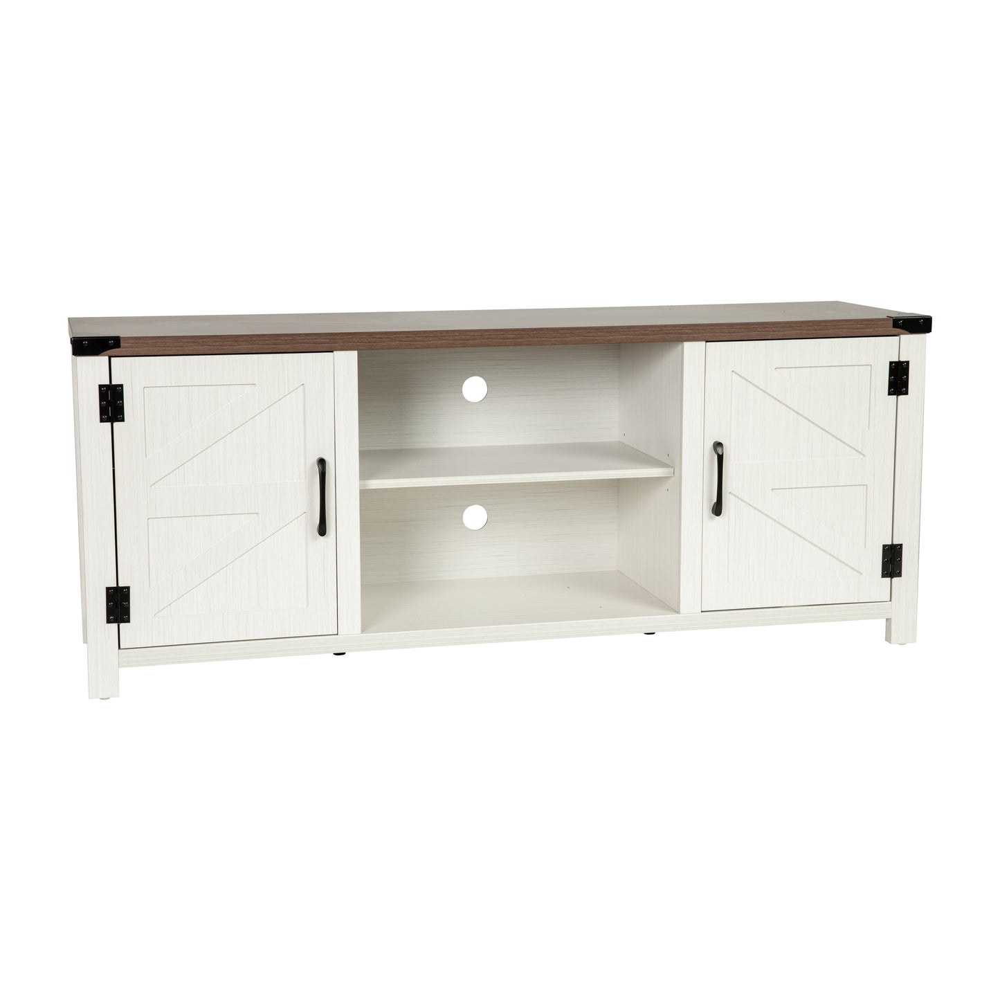 Charlotte Modern Farmhouse Barn Door TV Stand in White for TV's up to 65 Inches - 59 Inch Entertainment Center with Adjustable Shelf White
