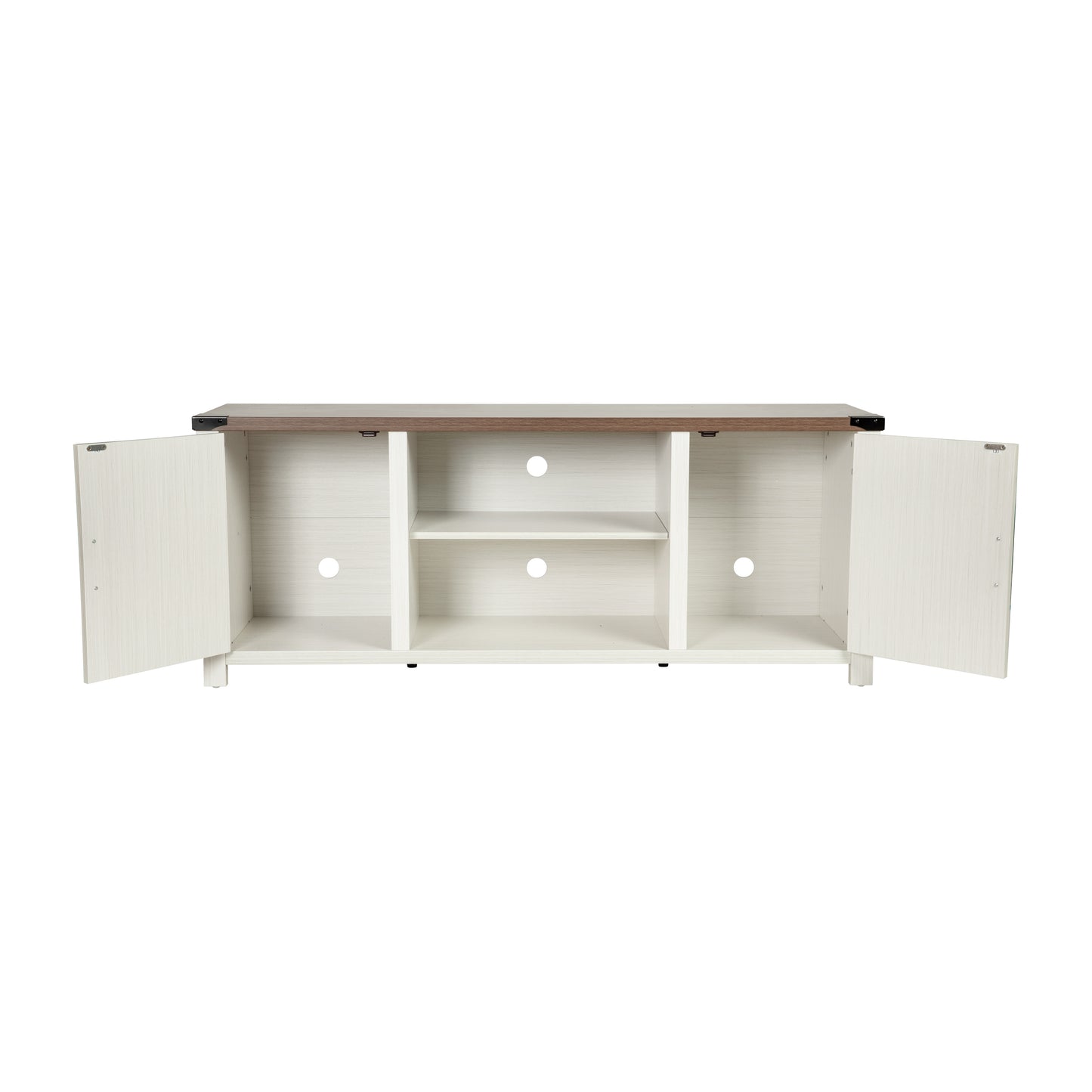 Charlotte Modern Farmhouse Barn Door TV Stand in White for TV's up to 65 Inches - 59 Inch Entertainment Center with Adjustable Shelf White