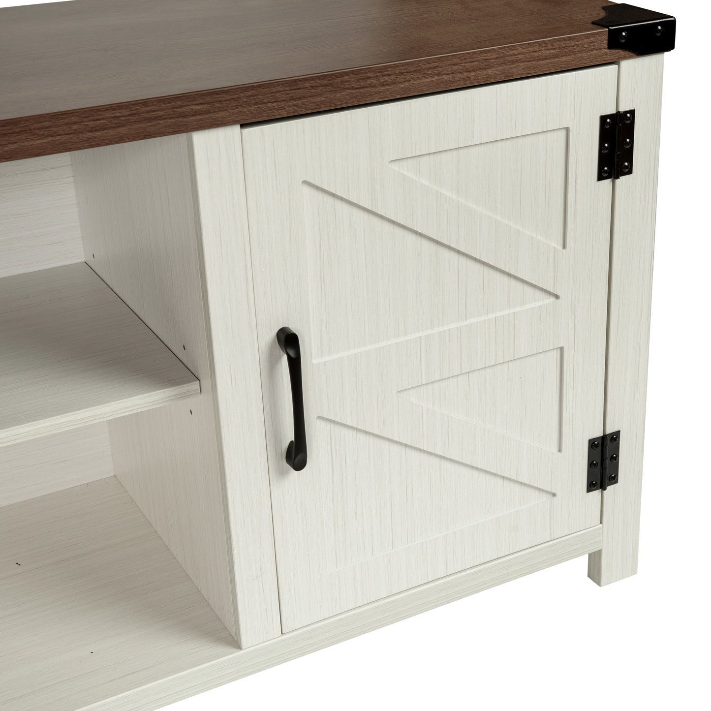 Charlotte Modern Farmhouse Barn Door TV Stand in White for TV's up to 65 Inches - 59 Inch Entertainment Center with Adjustable Shelf White