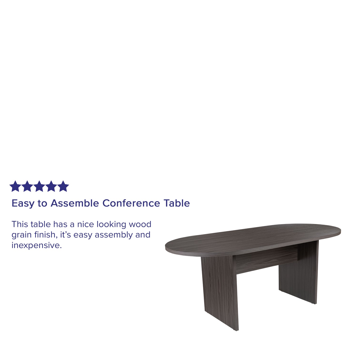 Jones 6 Foot (72 inch) Oval Conference Table in Rustic Gray Rustic Gray