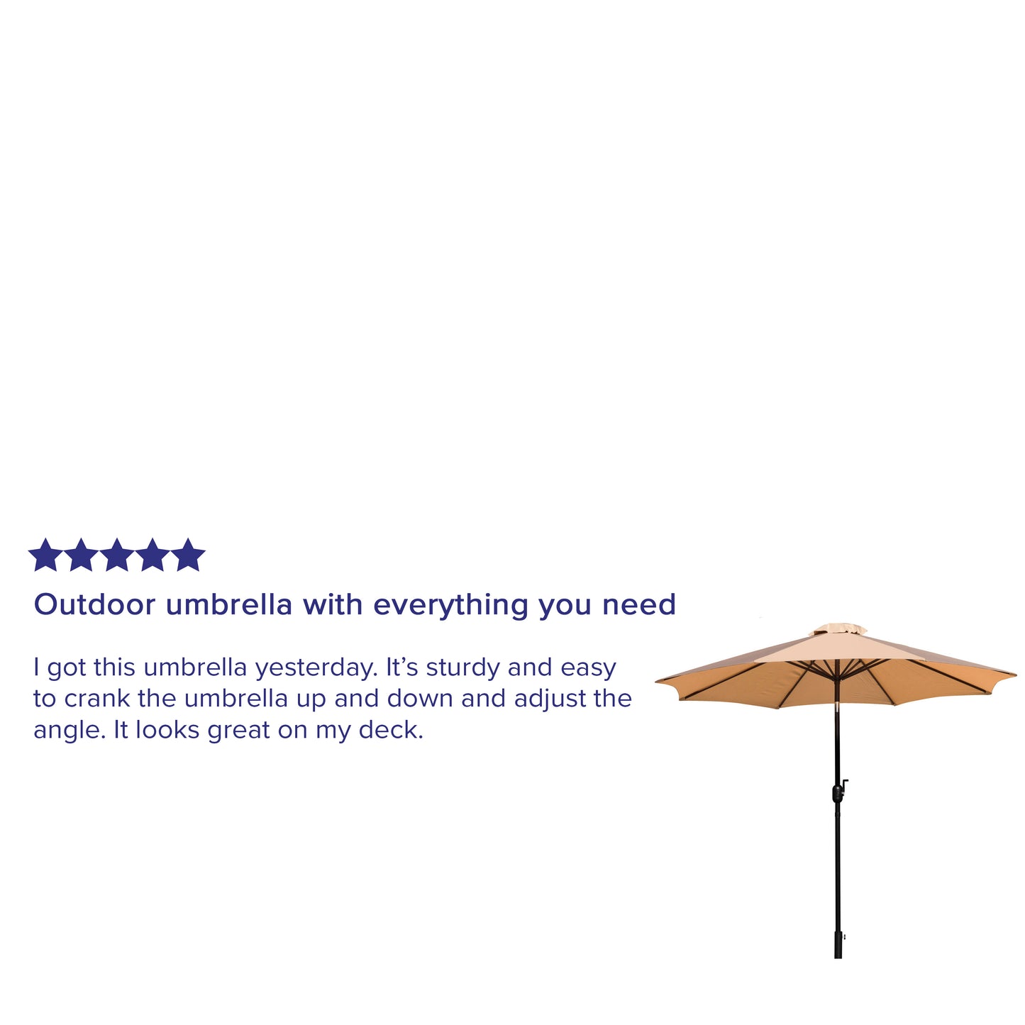 Kona Tan 9 FT Round Umbrella with 1.5" Diameter Aluminum Pole with Crank and Tilt Function Tan