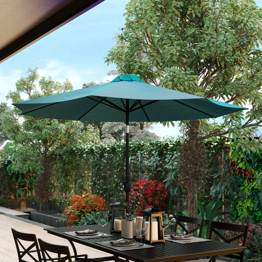 Kona Teal 9 FT Round Umbrella with 1.5" Diameter Aluminum Pole with Crank and Tilt Function Teal