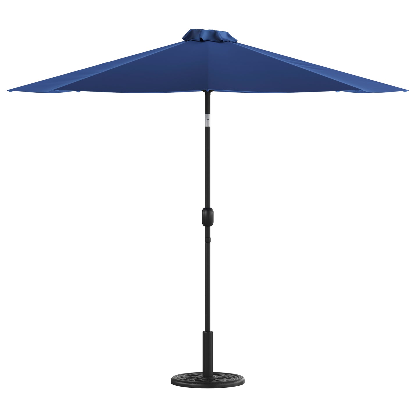 Sunny Navy 9 FT Round Umbrella with Crank and Tilt Function and Standing Umbrella Base Navy