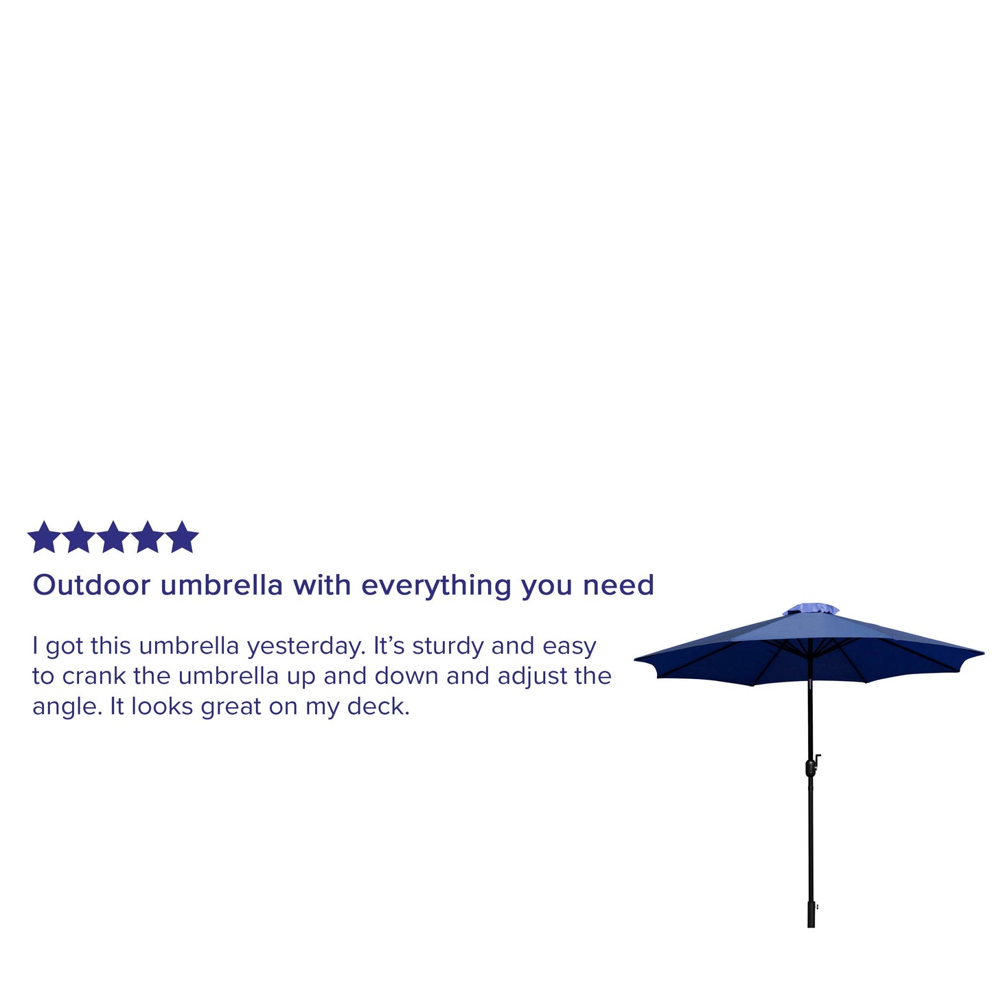 Sunny Navy 9 FT Round Umbrella with Crank and Tilt Function and Standing Umbrella Base Navy