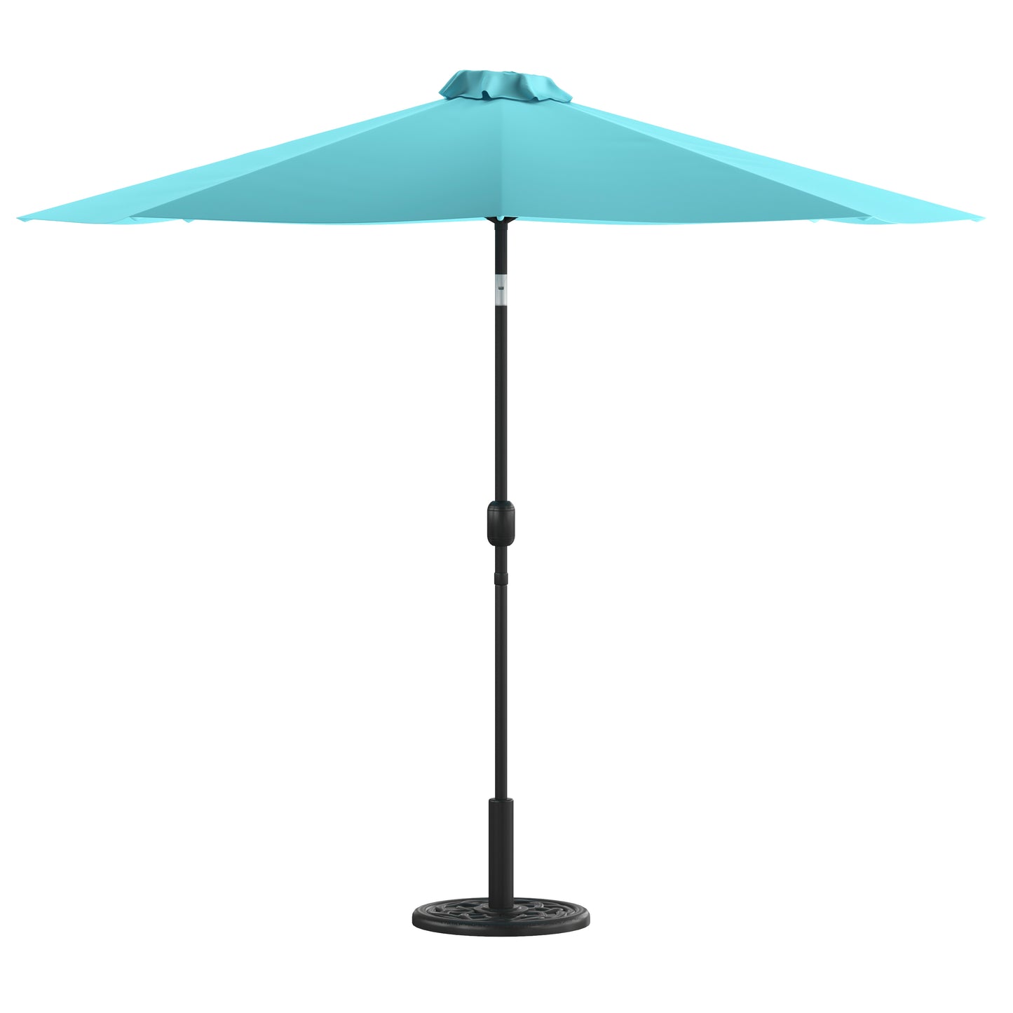 Sunny Teal 9 FT Round Umbrella with Crank and Tilt Function and Standing Umbrella Base Teal