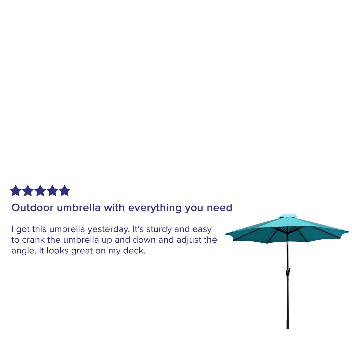 Sunny Teal 9 FT Round Umbrella with Crank and Tilt Function and Standing Umbrella Base Teal