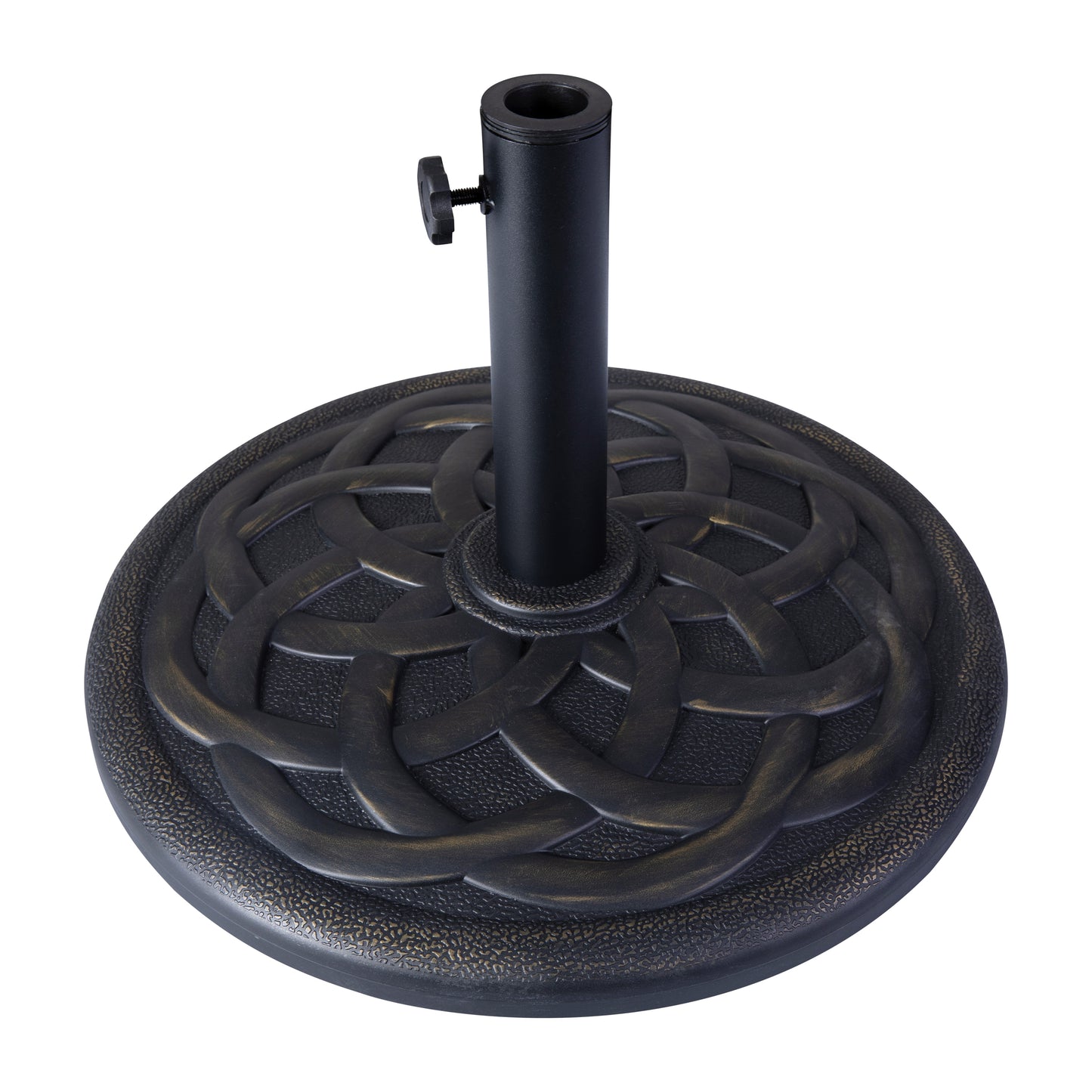 Kona Universal Bronze Cement Patio Umbrella Base with Weatherproof Plastic Polymer Coating - 19.25" Diameter Bronze