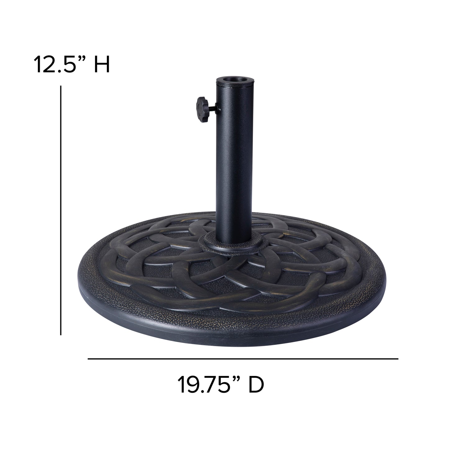 Kona Universal Bronze Cement Patio Umbrella Base with Weatherproof Plastic Polymer Coating - 19.25" Diameter Bronze