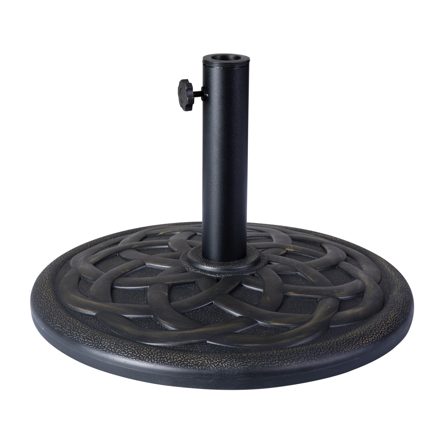 Kona Universal Bronze Cement Patio Umbrella Base with Weatherproof Plastic Polymer Coating - 19.25" Diameter Bronze