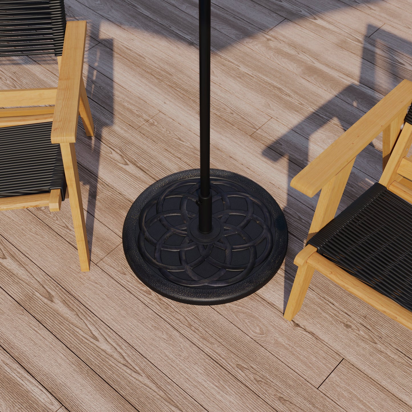 Kona Universal Bronze Cement Patio Umbrella Base with Weatherproof Plastic Polymer Coating - 19.25" Diameter Bronze