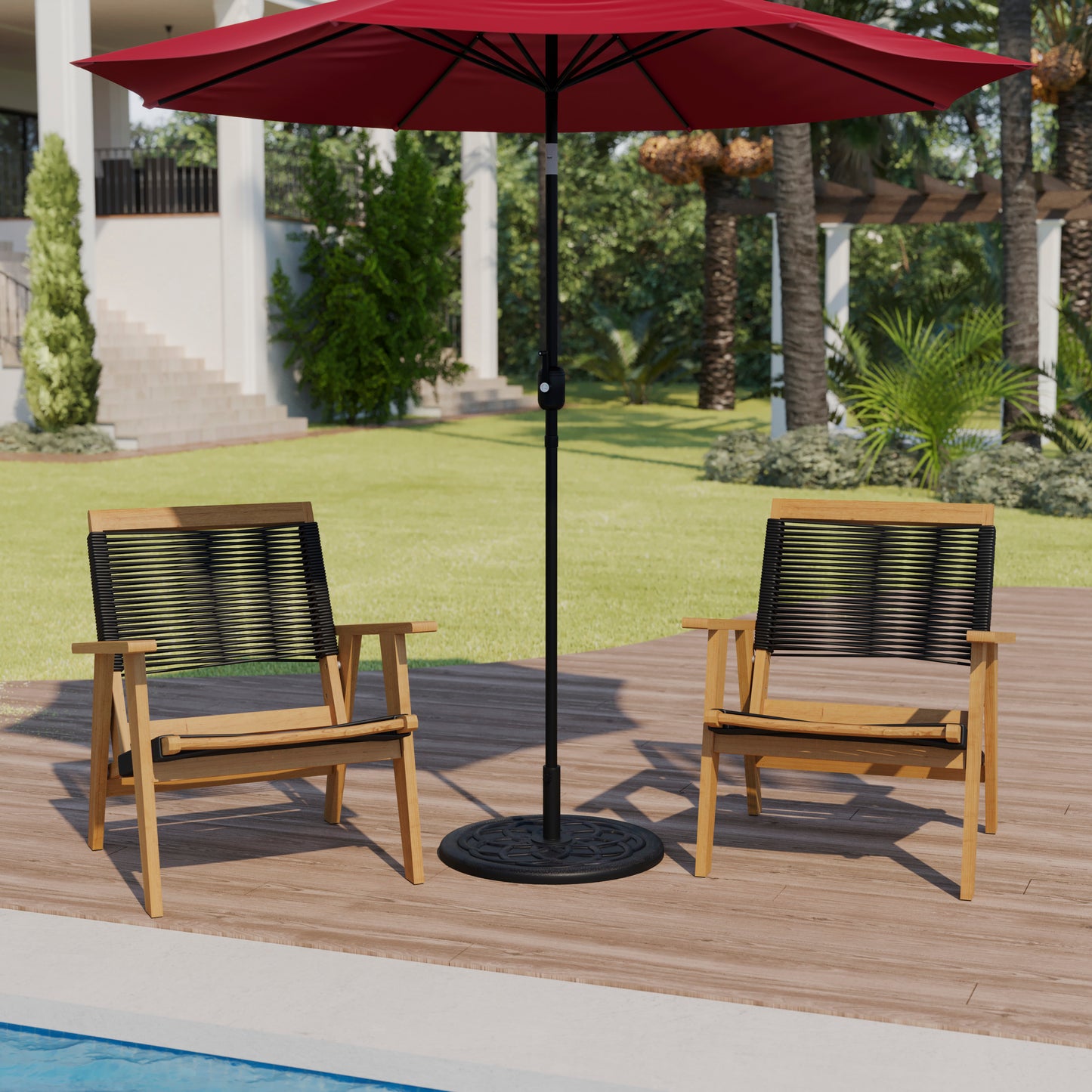 Kona Universal Bronze Cement Patio Umbrella Base with Weatherproof Plastic Polymer Coating - 19.25" Diameter Bronze