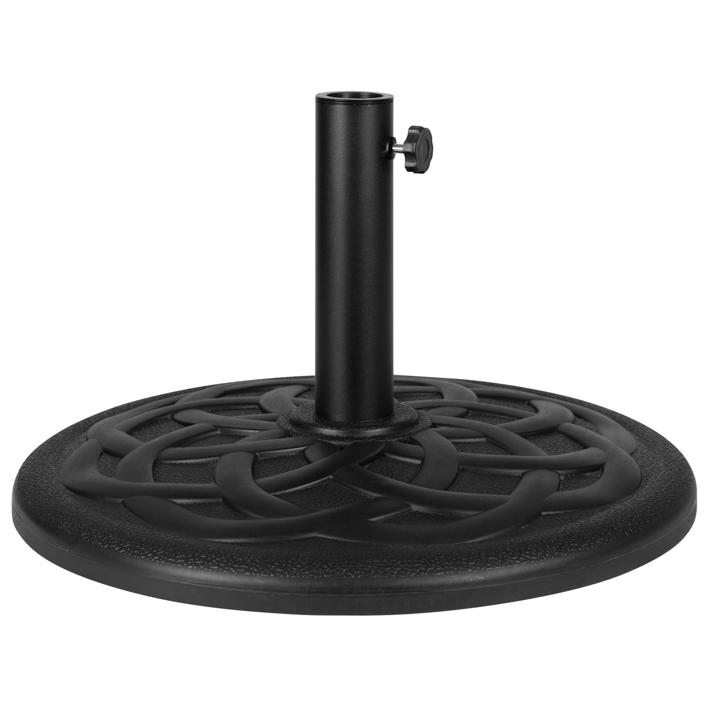 Kona Universal Black Cement Patio Umbrella Base with Weatherproof Plastic Polymer Coating - 19.25" Diameter Black