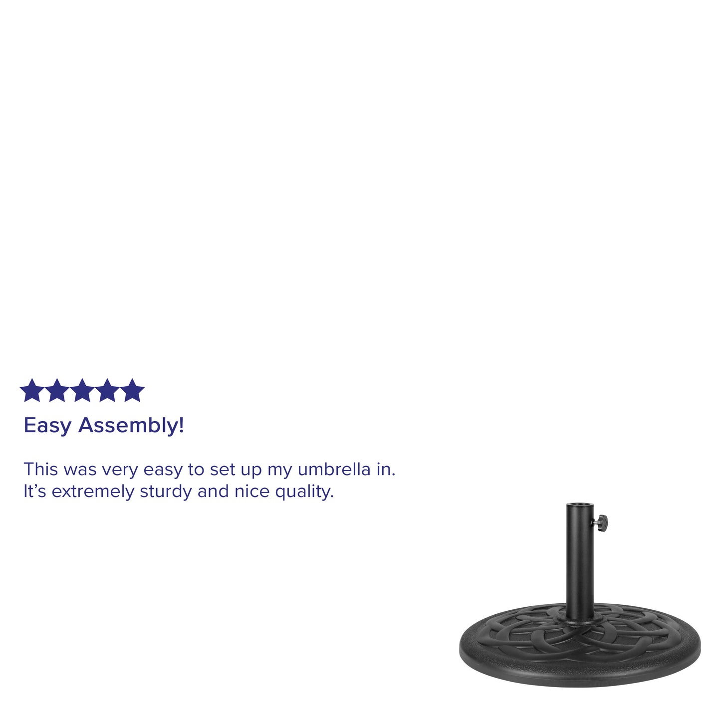 Kona Universal Black Cement Patio Umbrella Base with Weatherproof Plastic Polymer Coating - 19.25" Diameter Black