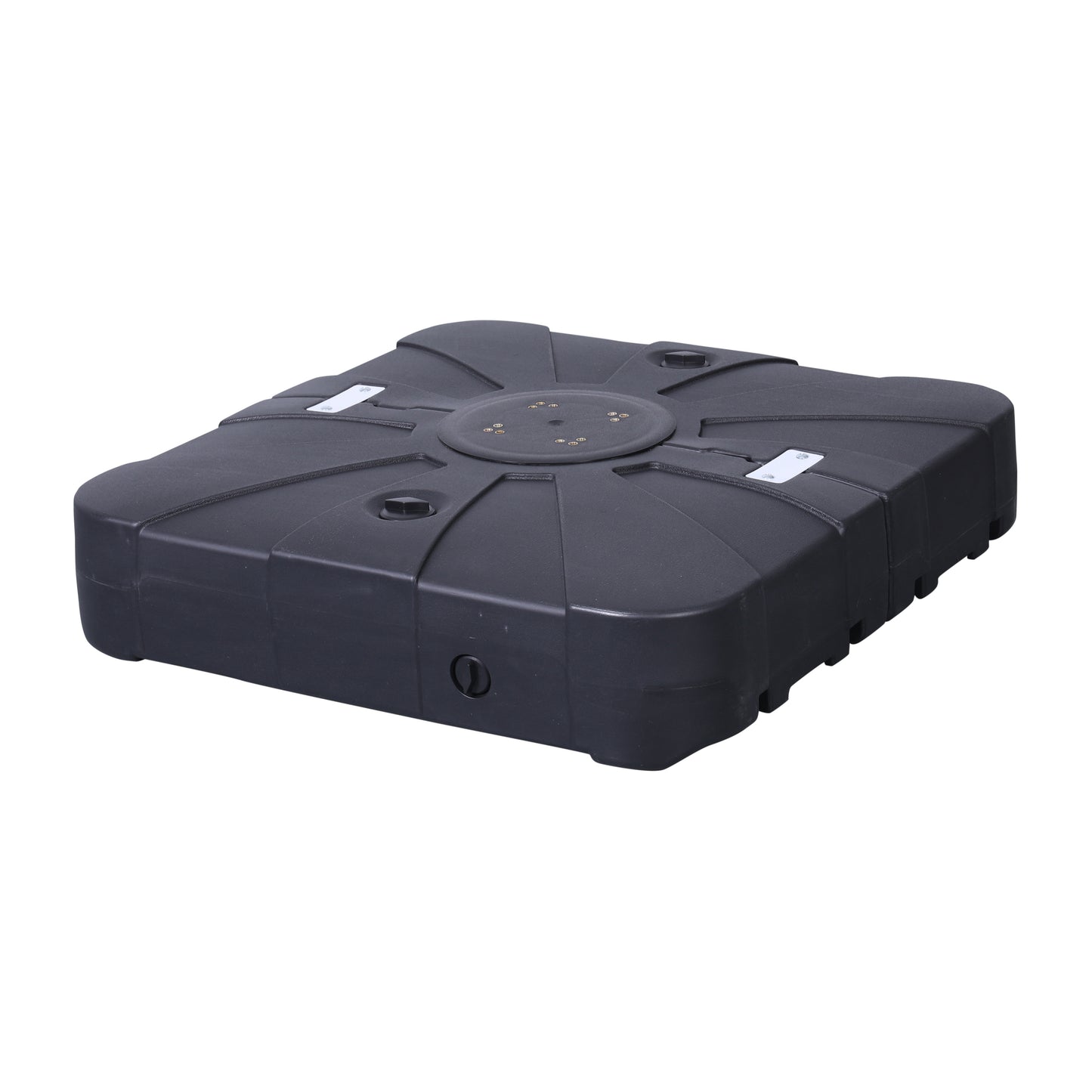 Hank Heavy Duty Weather-Resistant Universal Offset Umbrella Base with Grooved Handles and Built-In Wheels in Black Black