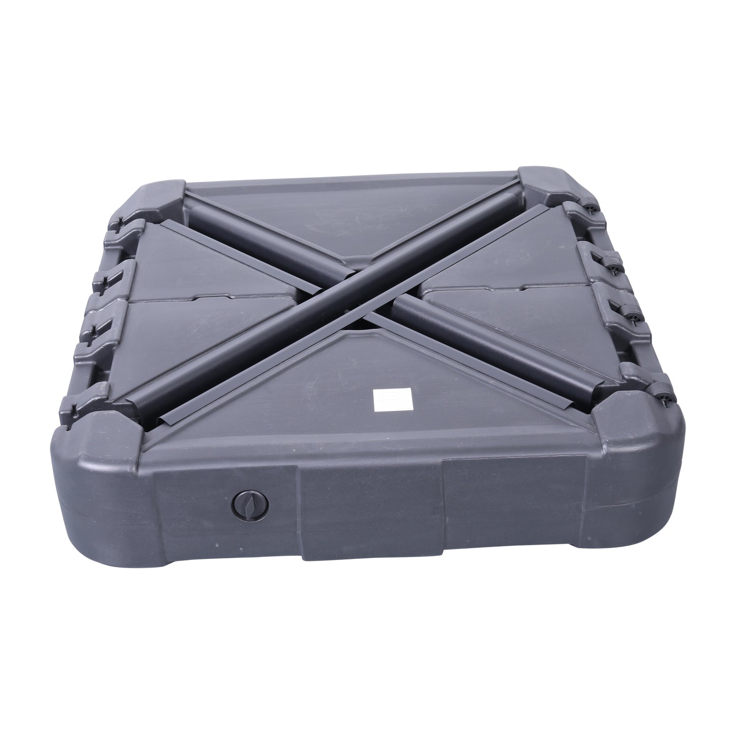 Hank Heavy Duty Weather-Resistant Universal Offset Umbrella Base with Grooved Handles and Built-In Wheels in Black Black