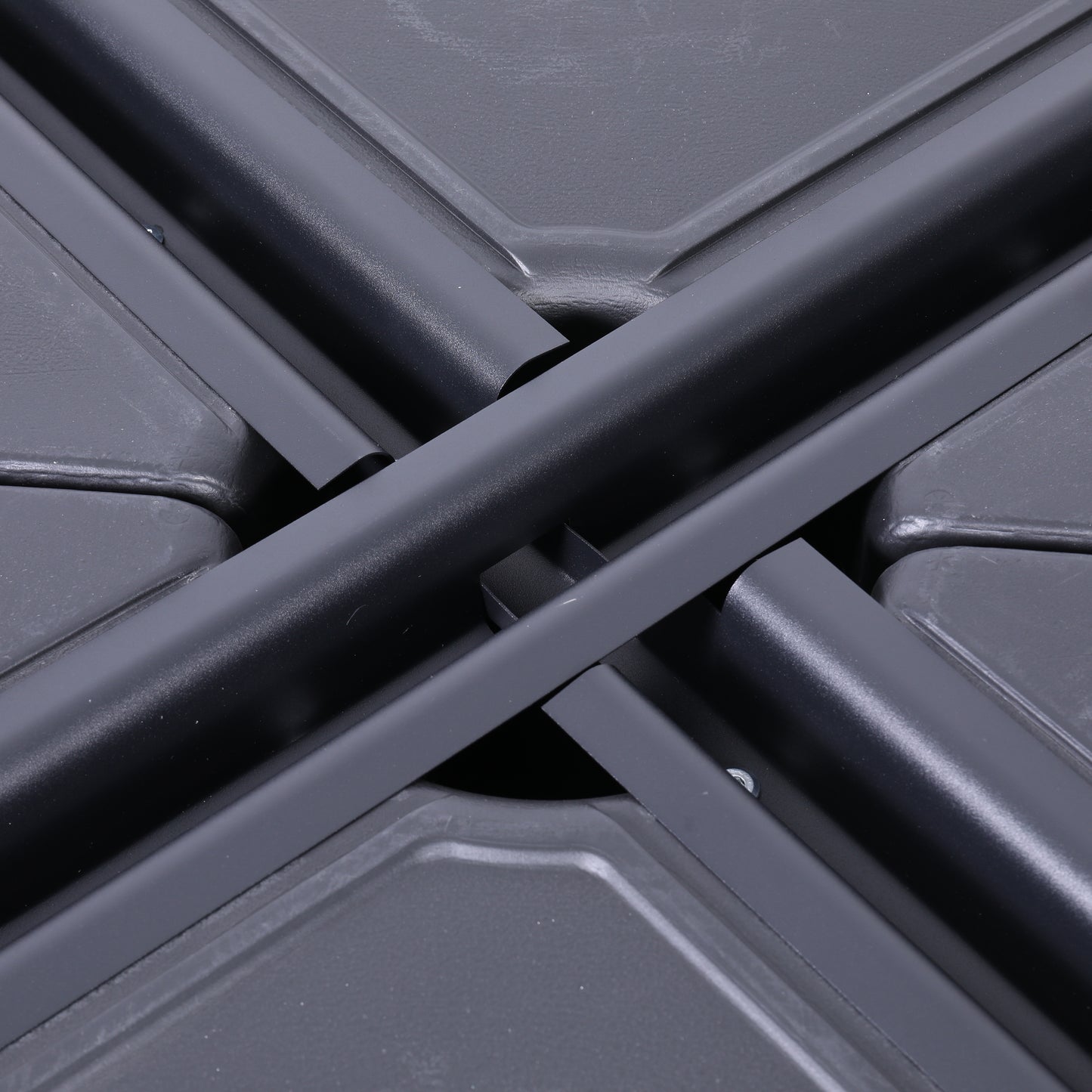 Hank Heavy Duty Weather-Resistant Universal Offset Umbrella Base with Grooved Handles and Built-In Wheels in Black Black