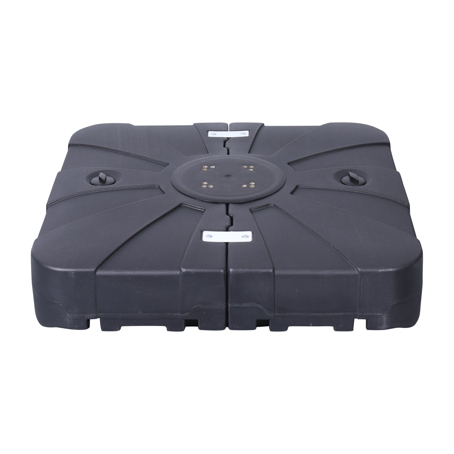 Hank Heavy Duty Weather-Resistant Universal Offset Umbrella Base with Grooved Handles and Built-In Wheels in Black Black