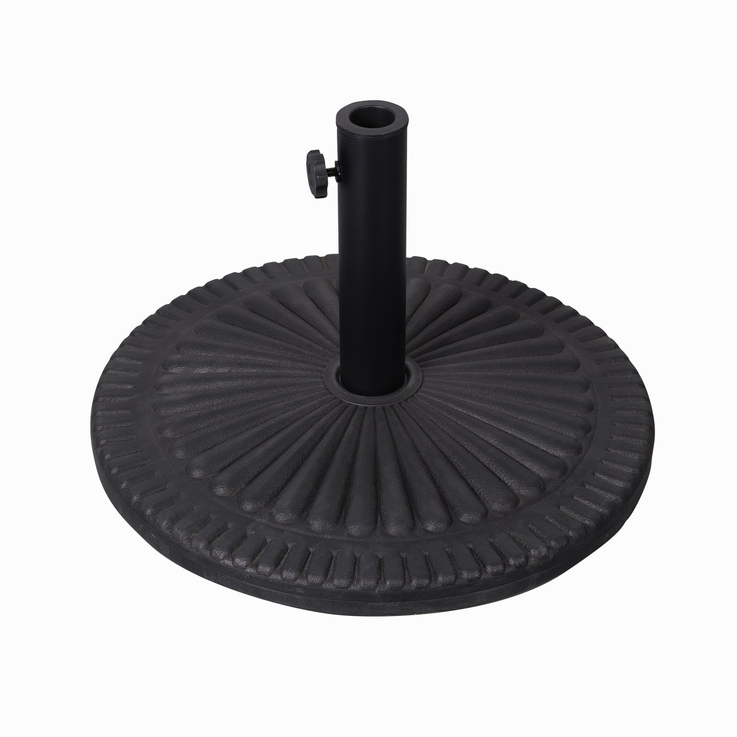 Kona Universal Black Cement Patio Umbrella Base with Sunburst Patterned Weatherproof Plastic Polymer Coating - 19.25" Diameter Black