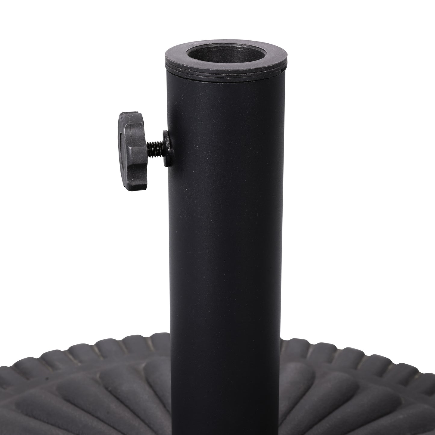 Kona Universal Black Cement Patio Umbrella Base with Sunburst Patterned Weatherproof Plastic Polymer Coating - 19.25" Diameter Black