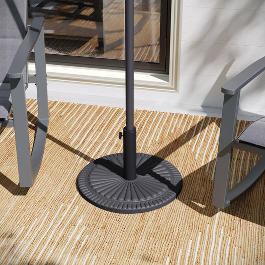Kona Universal Black Cement Patio Umbrella Base with Sunburst Patterned Weatherproof Plastic Polymer Coating - 19.25" Diameter Black