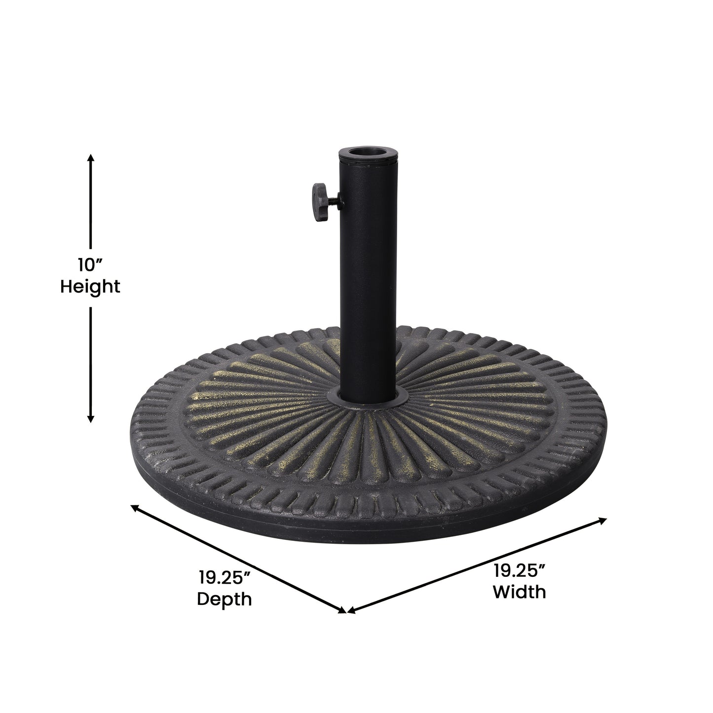 Kona Universal Bronze Cement Patio Umbrella Base with Sunburst Patterned Weatherproof Plastic Polymer Coating - 19.25" Diameter Bronze