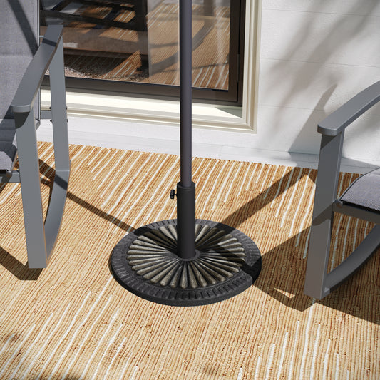 Kona Universal Bronze Cement Patio Umbrella Base with Sunburst Patterned Weatherproof Plastic Polymer Coating - 19.25" Diameter Bronze