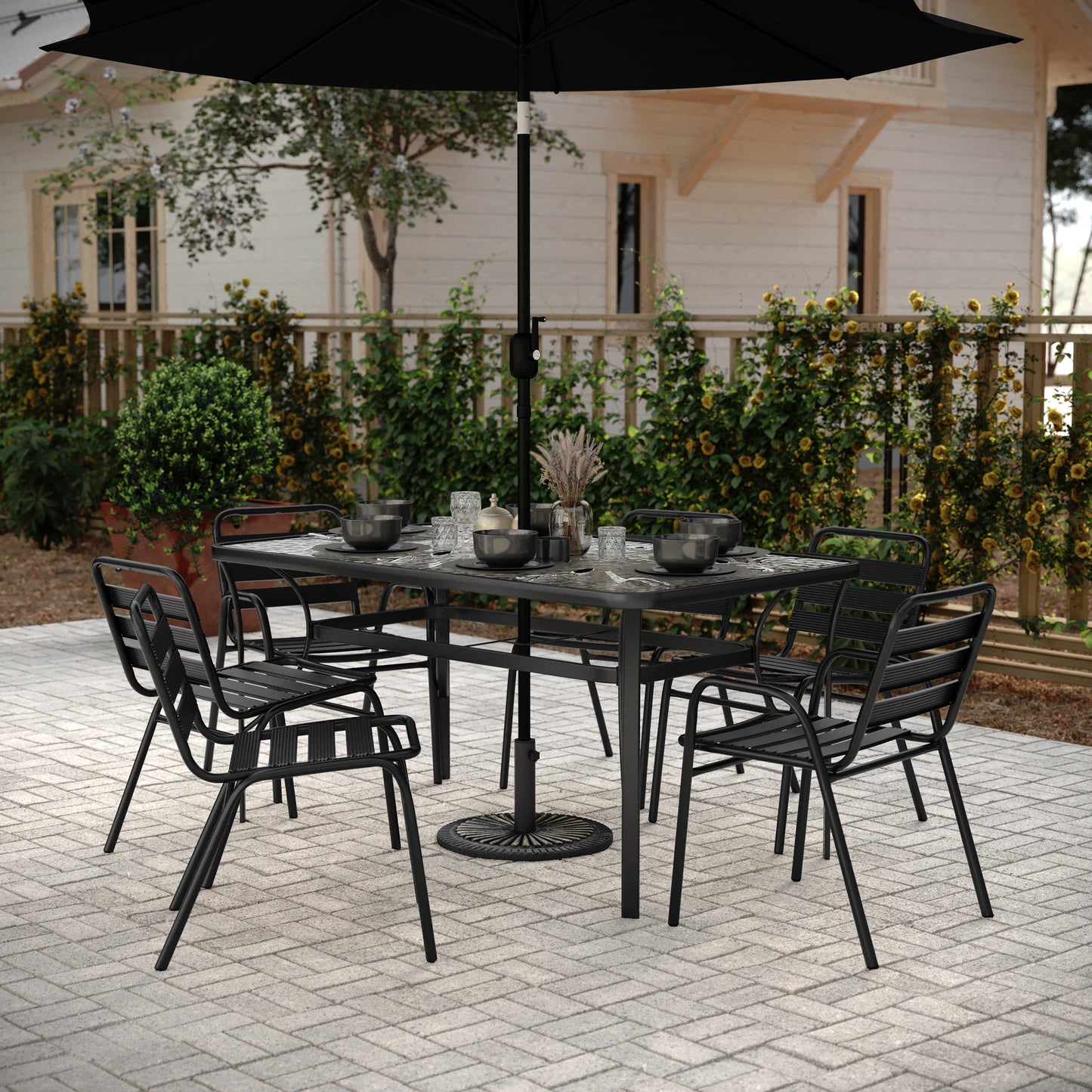 Kona Universal Bronze Cement Patio Umbrella Base with Sunburst Patterned Weatherproof Plastic Polymer Coating - 19.25" Diameter Bronze