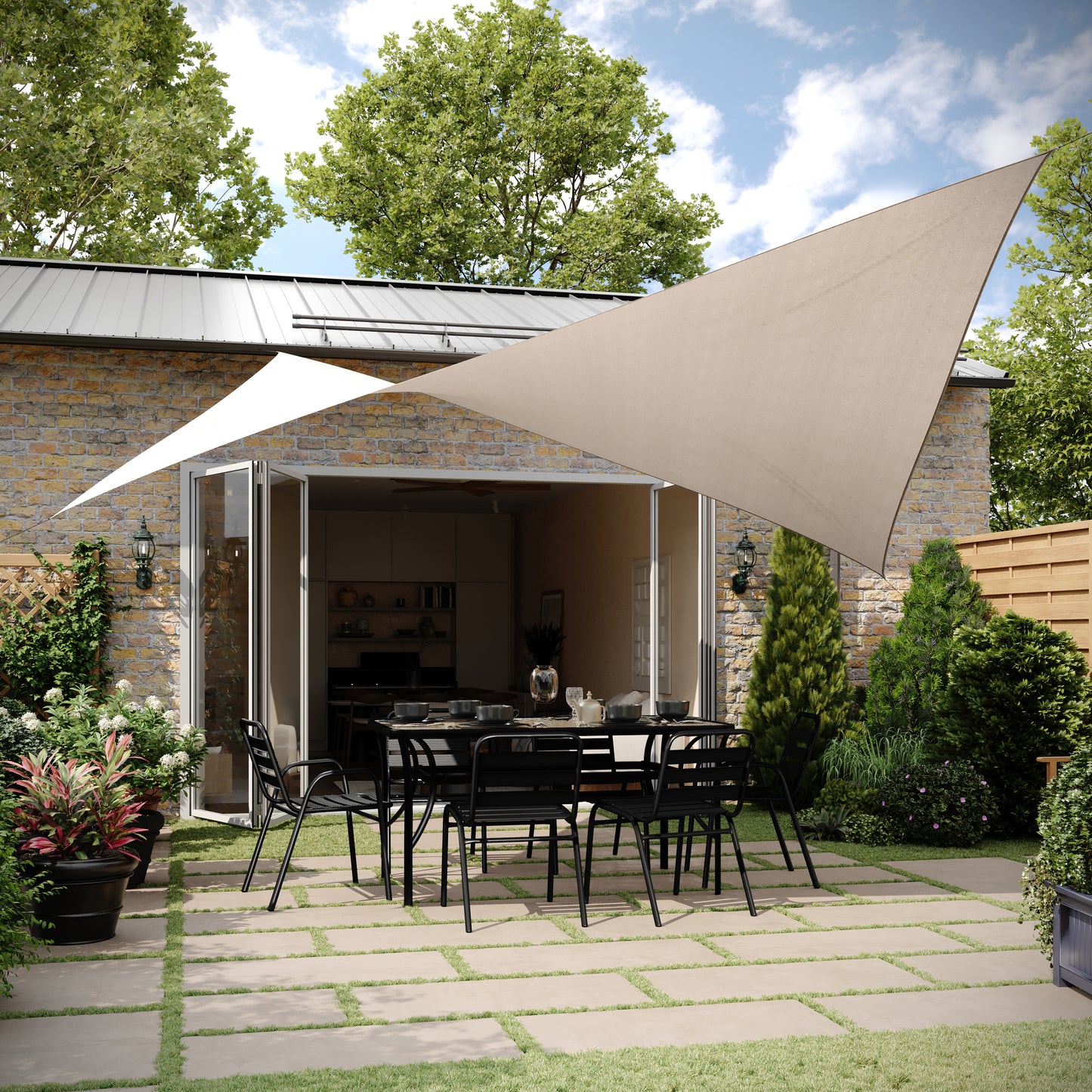 Palmetto 20ft Rectangle Sun Sail Shade Canopy with Included Nylon Attachment Ropes in Sand Sand