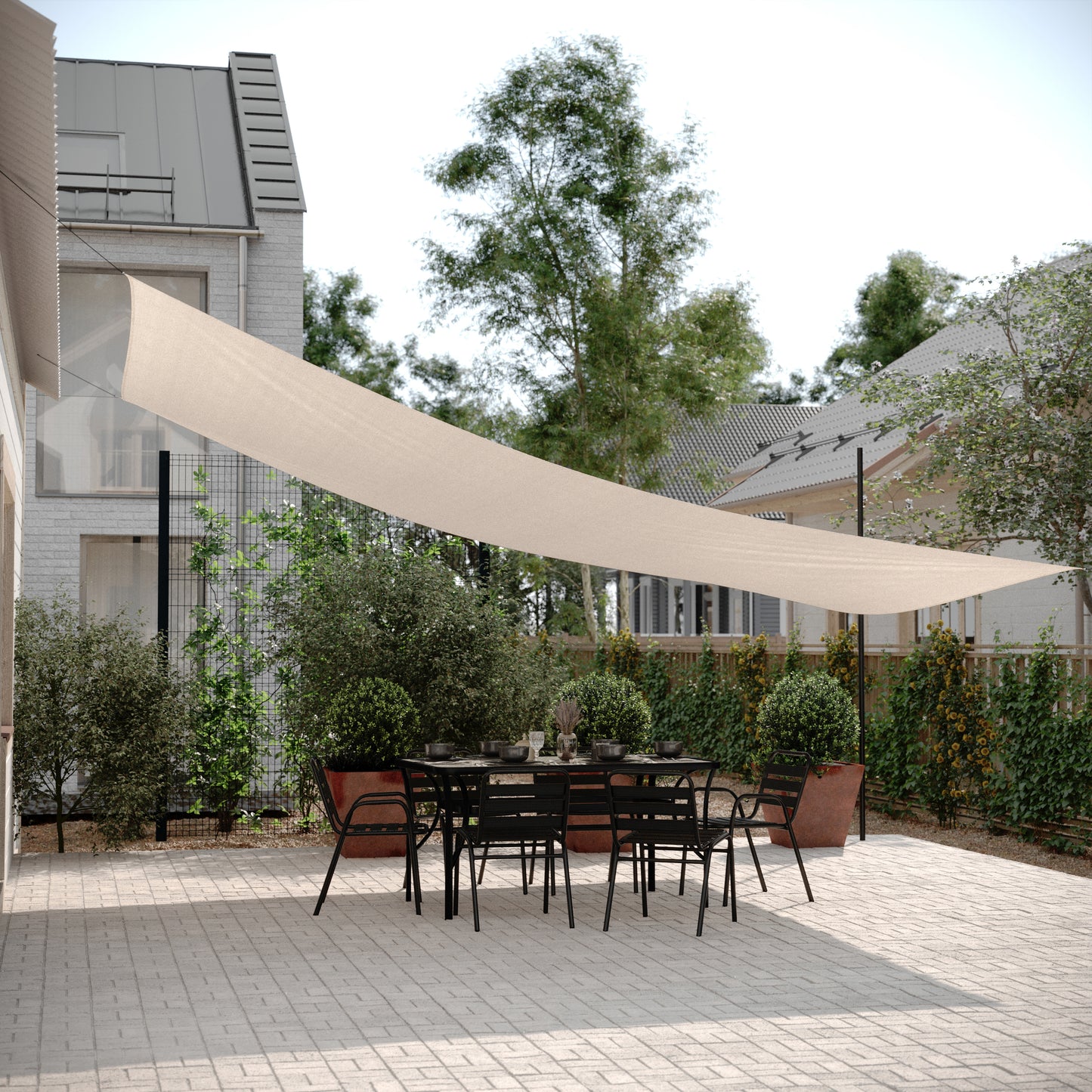 Palmetto 20ft Rectangle Sun Sail Shade Canopy with Included Nylon Attachment Ropes in Sand Sand