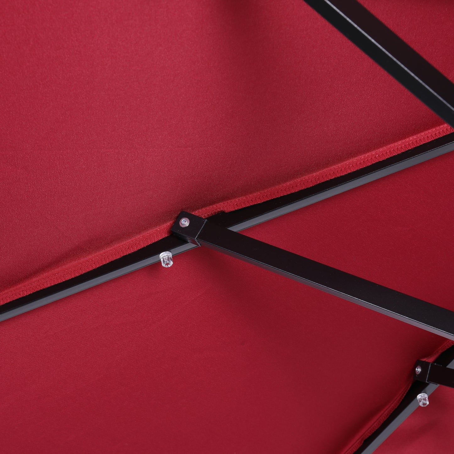 Montego Commercial Grade 9 FT Round Umbrella with 32 Solar LED Lights and Crank and Tilt Functionality in Red Red