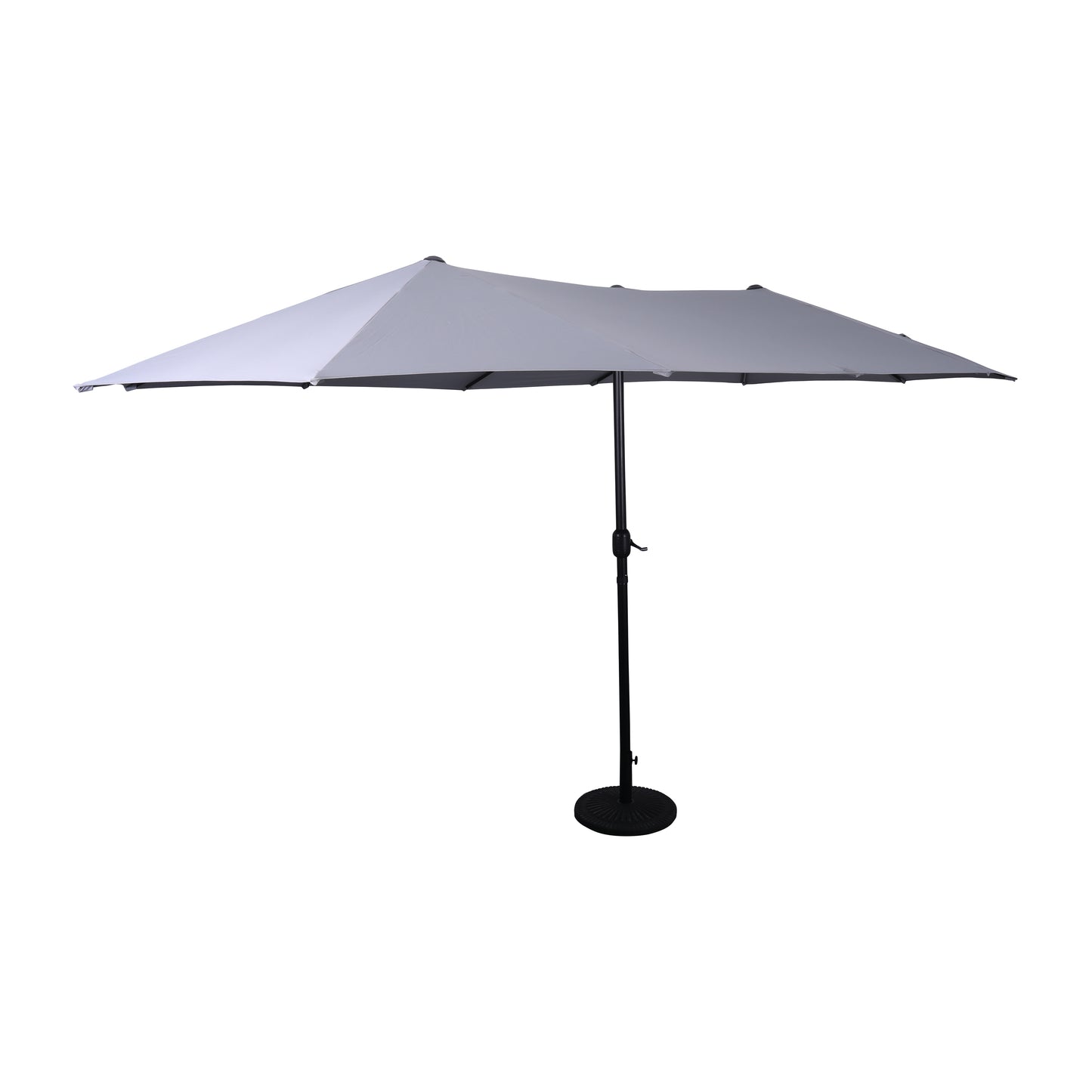 Elizabeth Commercial Grade 15 FT Triple Head Patio Umbrella with Crank and Easy Lift Functionality in Gray Gray