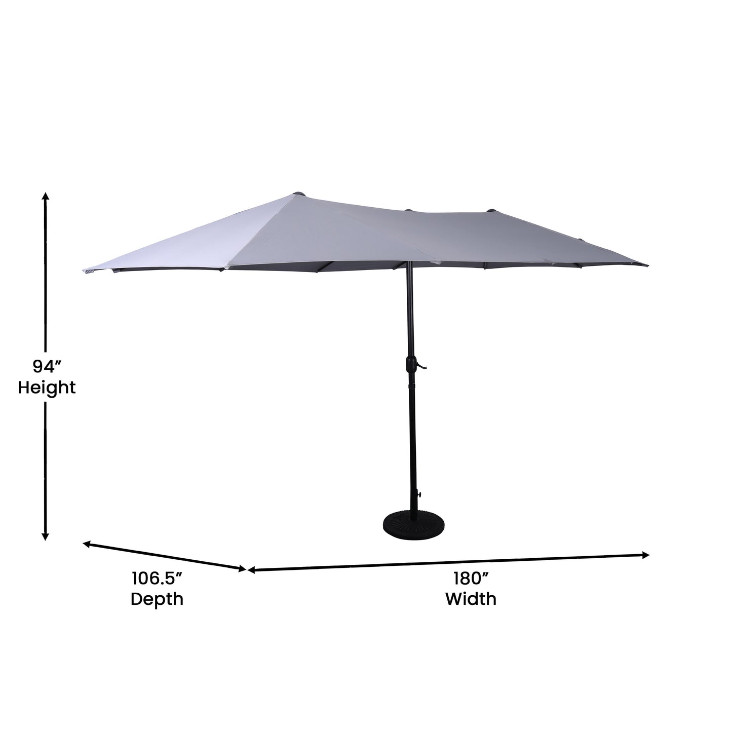 Elizabeth Commercial Grade 15 FT Triple Head Patio Umbrella with Crank and Easy Lift Functionality in Gray Gray