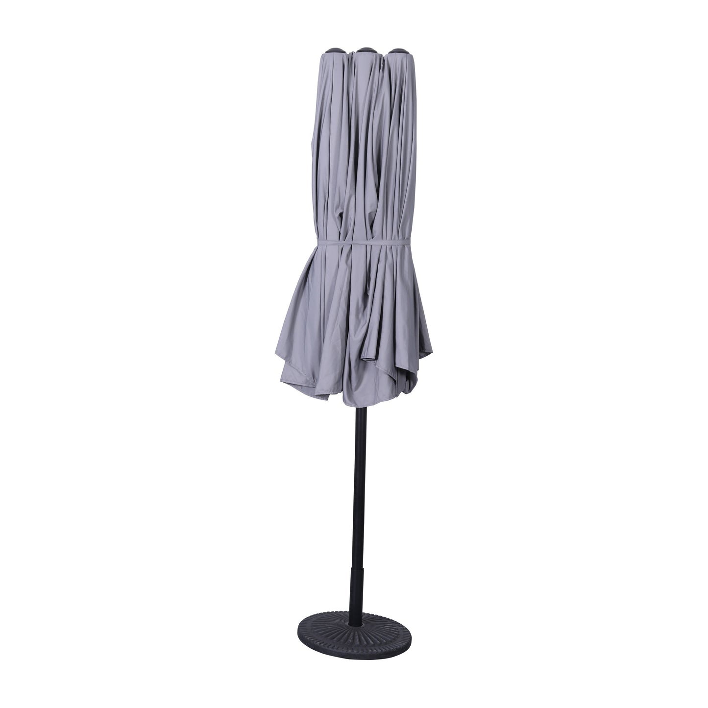 Elizabeth Commercial Grade 15 FT Triple Head Patio Umbrella with Crank and Easy Lift Functionality in Gray Gray
