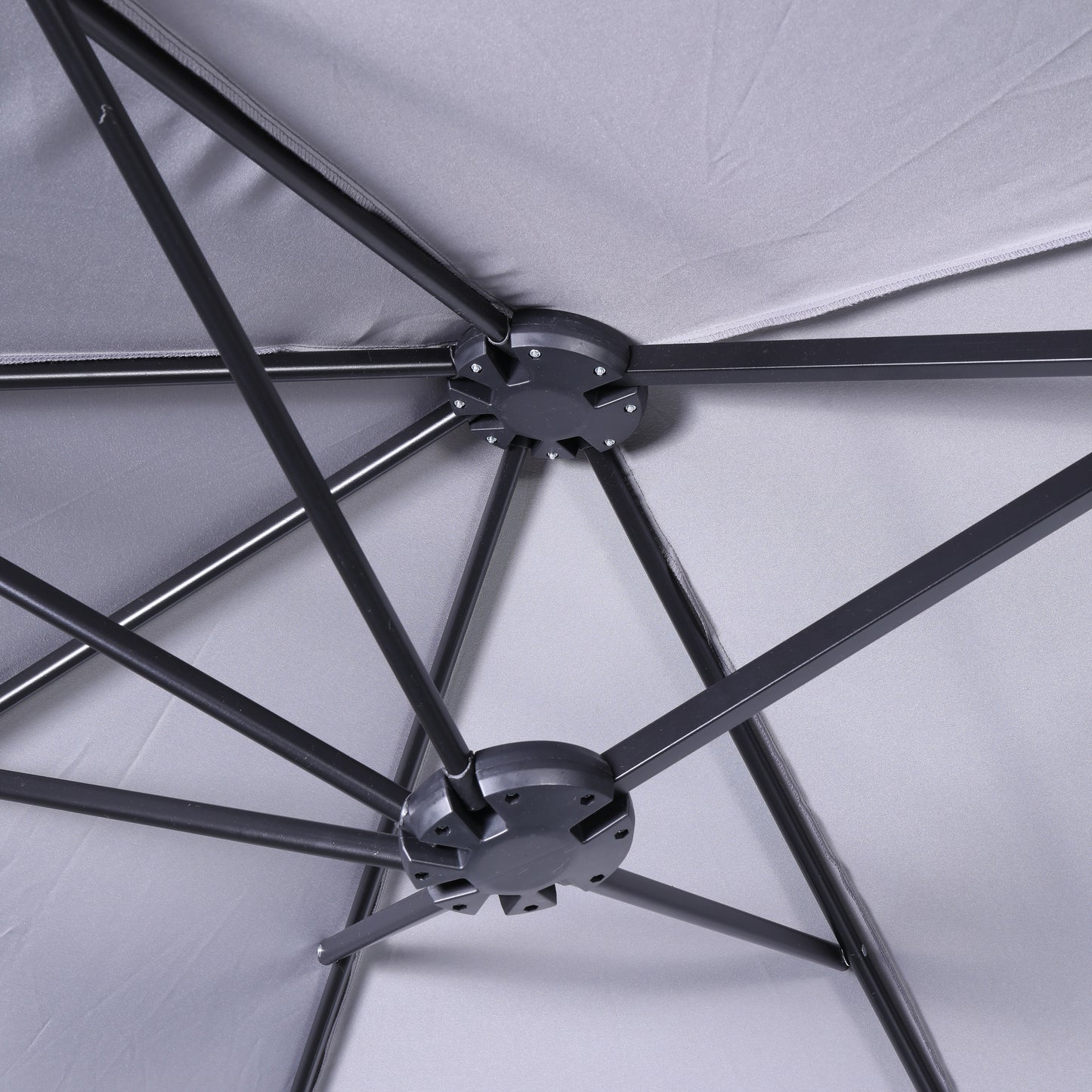 Elizabeth Commercial Grade 15 FT Triple Head Patio Umbrella with Crank and Easy Lift Functionality in Gray Gray