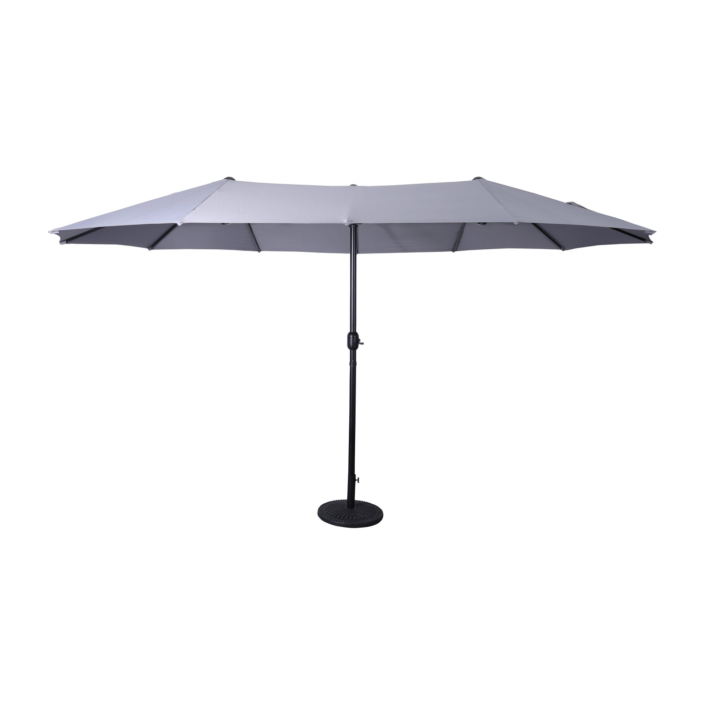 Elizabeth Commercial Grade 15 FT Triple Head Patio Umbrella with Crank and Easy Lift Functionality in Gray Gray