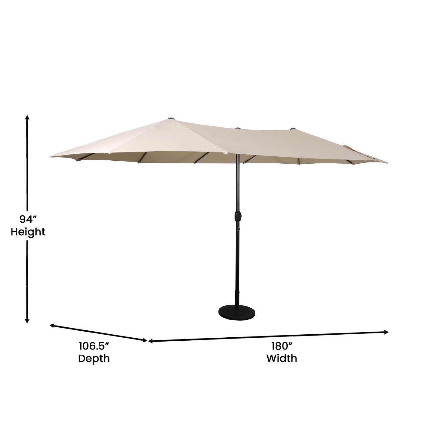 Elizabeth Commercial Grade 15 FT Triple Head Patio Umbrella with Crank and Easy Lift Functionality in Tan Tan