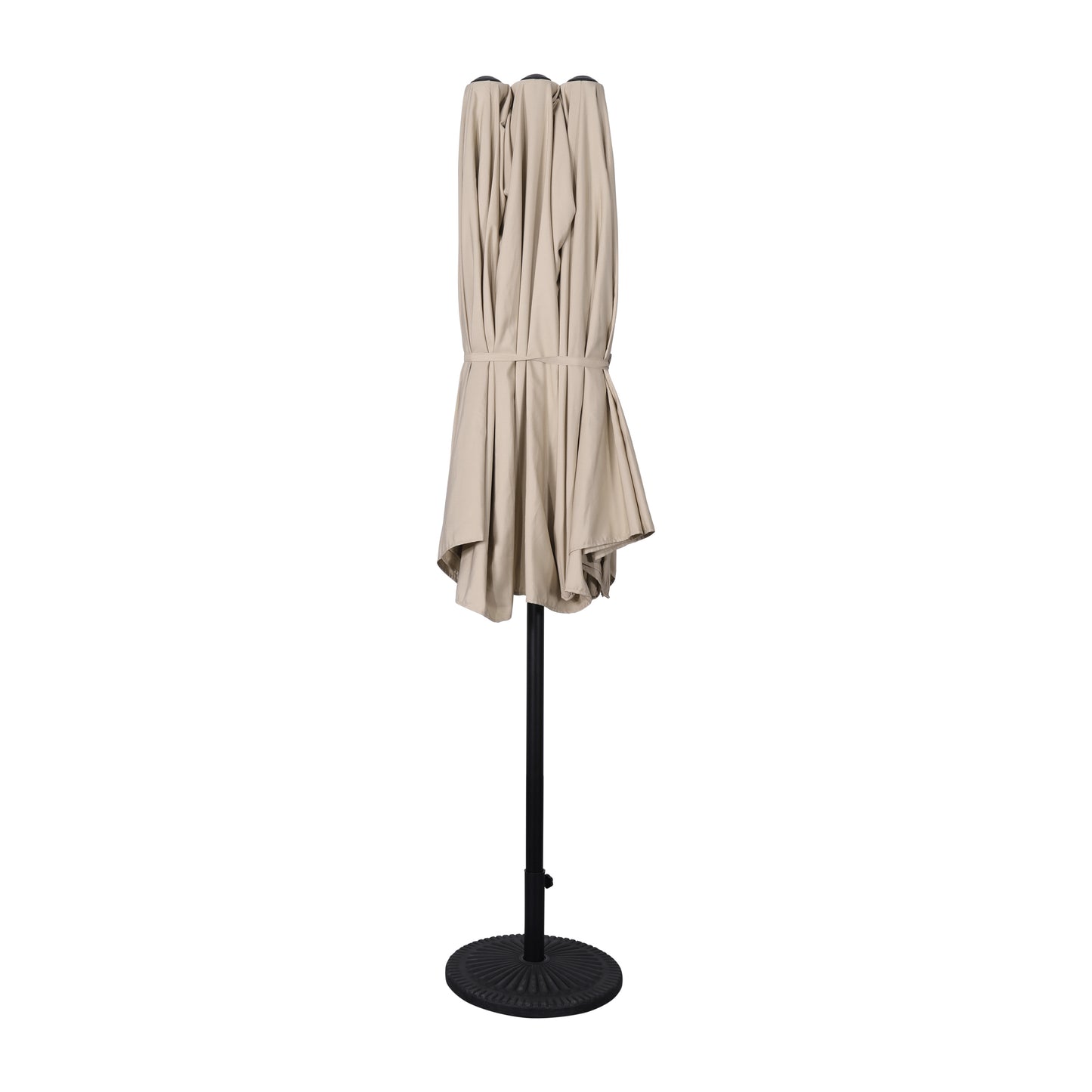 Elizabeth Commercial Grade 15 FT Triple Head Patio Umbrella with Crank and Easy Lift Functionality in Tan Tan